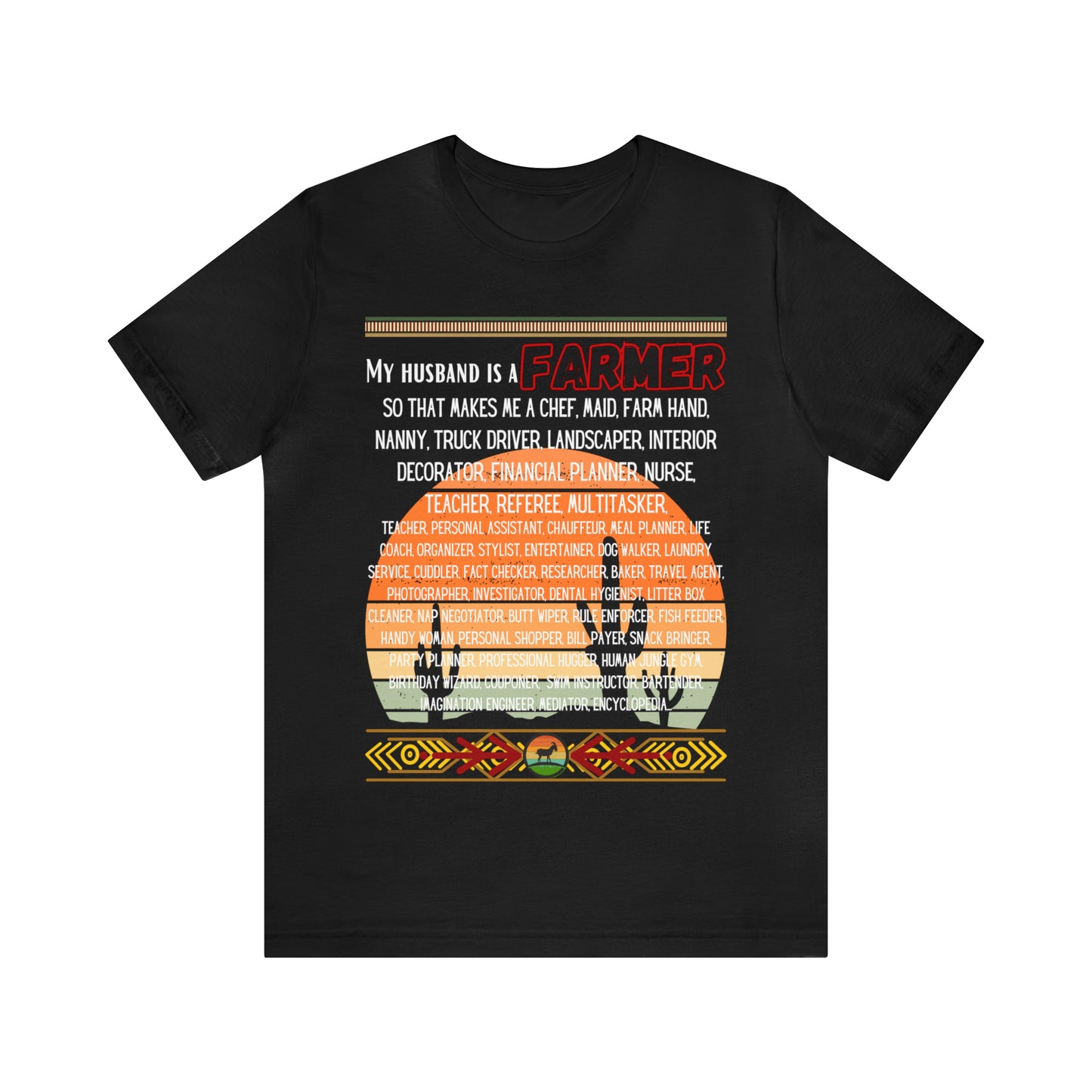 Farmer's Wife (Black Lettering) One Sided Unisex Jersey Short Sleeve Tee (Printed on Front)