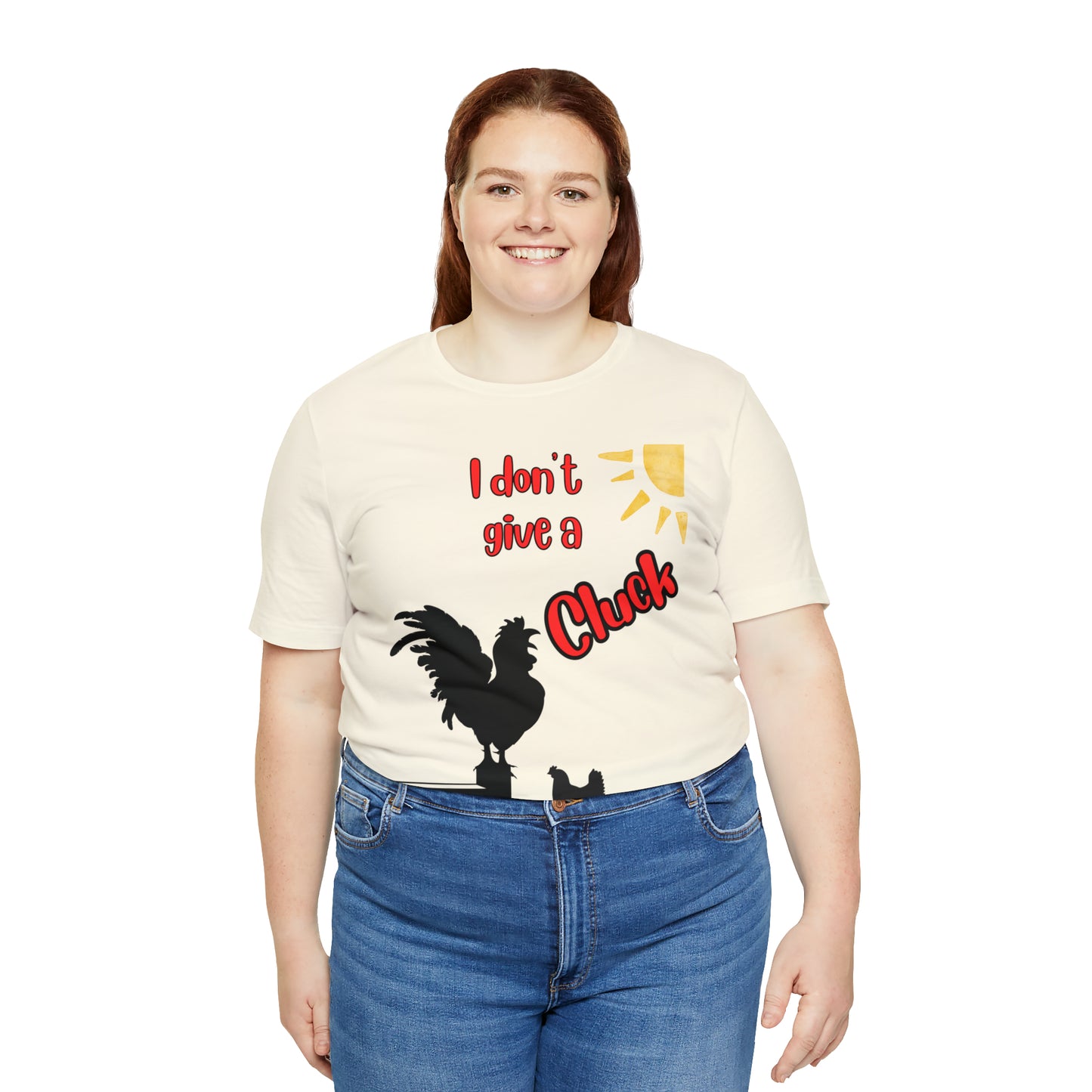 Funny Farming One Sided Unisex Jersey Short Sleeve Tee "I don't give a Cluck" Chicken (Printed on Front)