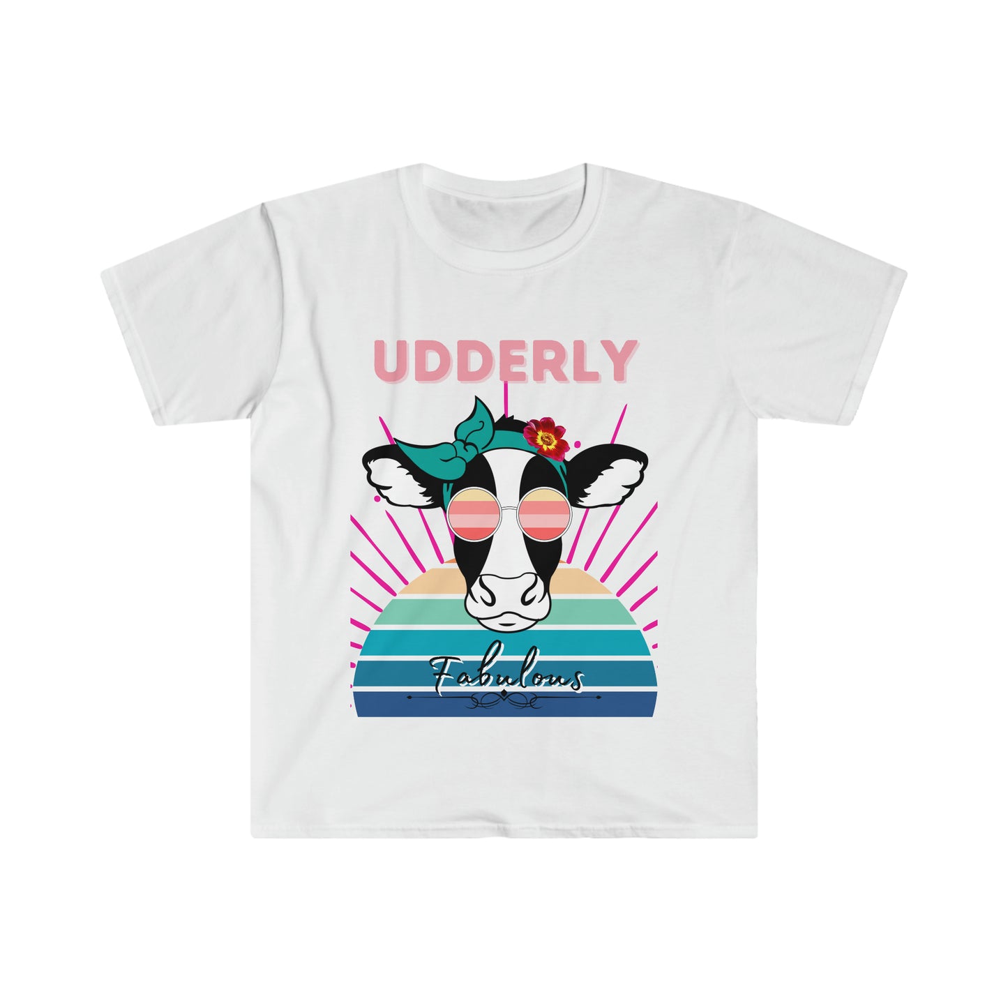 Udderly Fabulous Cow One Sided Unisex Softstyle T-Shirt (Printed on Front)