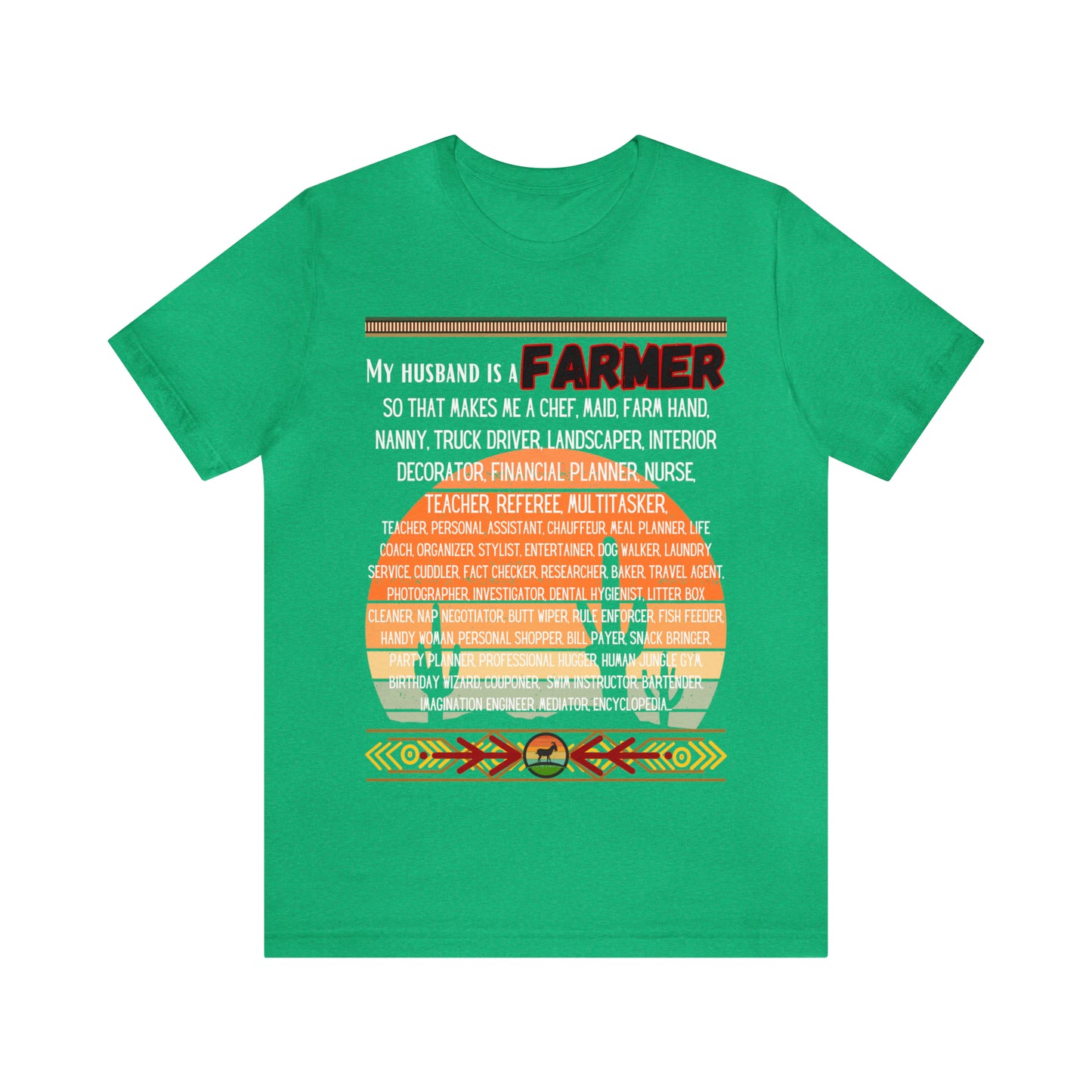 Farmer's Wife (Black Lettering) One Sided Unisex Jersey Short Sleeve Tee (Printed on Front)