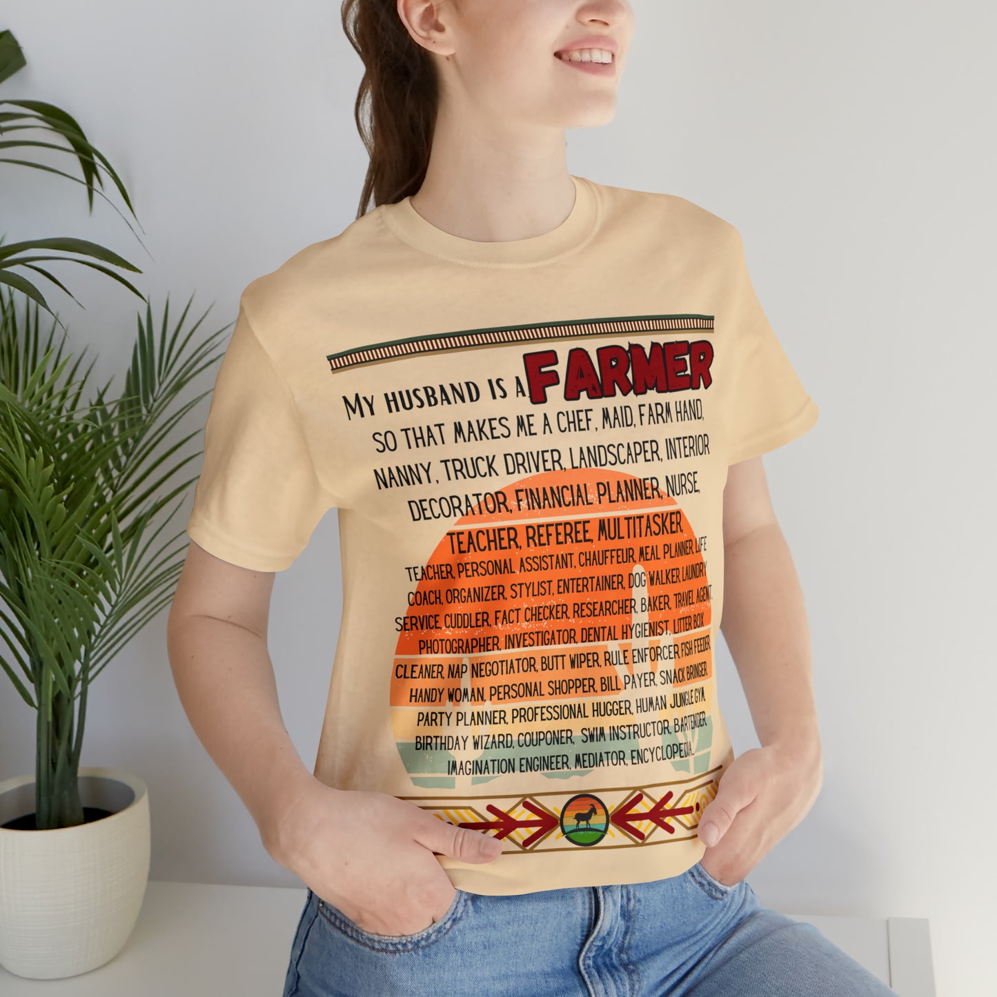 Farmer's Wife (Black Lettering) One Sided Unisex Jersey Short Sleeve Tee (Printed on Front)