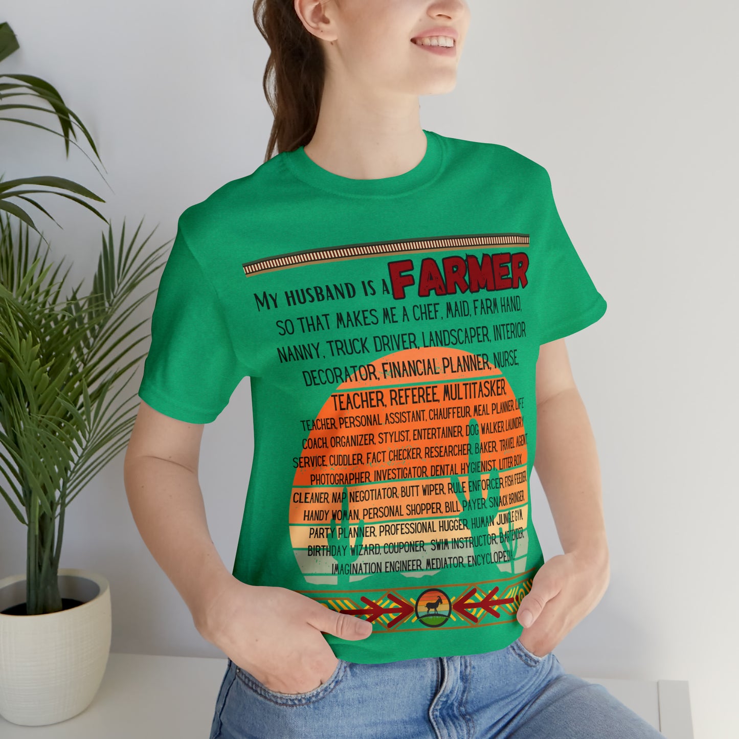 Farmer's Wife (Black Lettering) One Sided Unisex Jersey Short Sleeve Tee (Printed on Front)