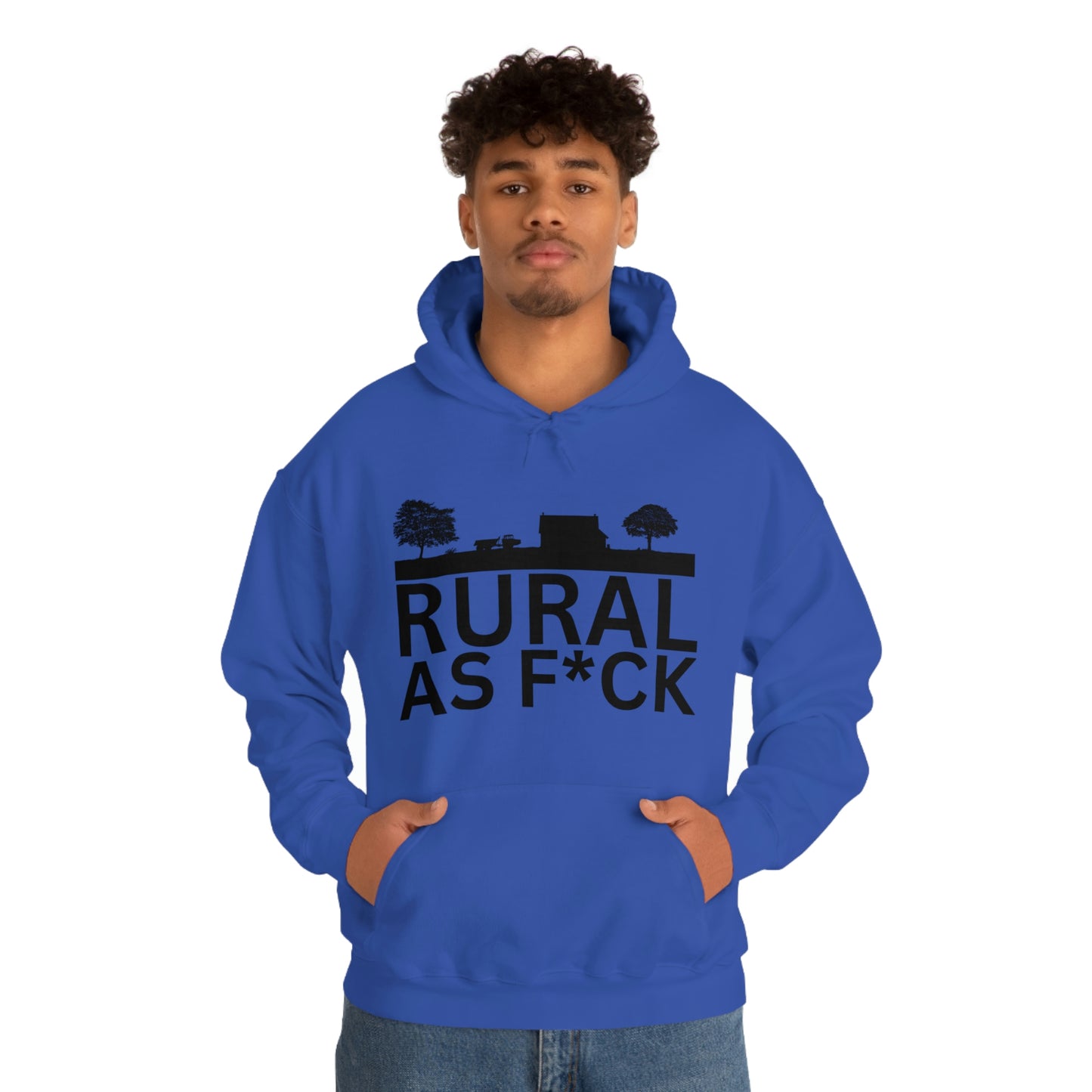 Funny Farming Hoodie Unisex Heavy Blend™ Hooded Sweatshirt Rural AF (Printed on Front)