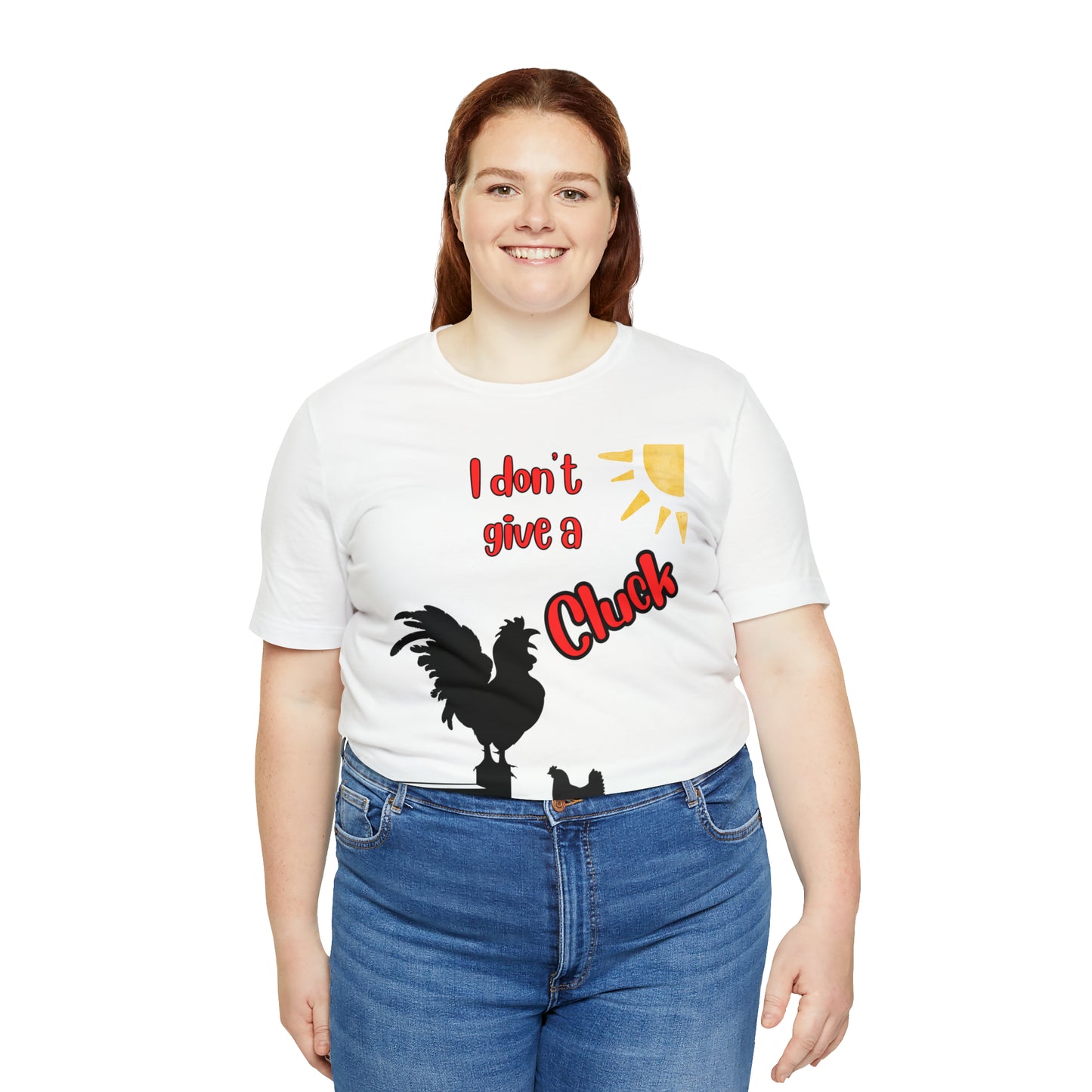 Funny Farming One Sided Unisex Jersey Short Sleeve Tee "I don't give a Cluck" Chicken (Printed on Front)