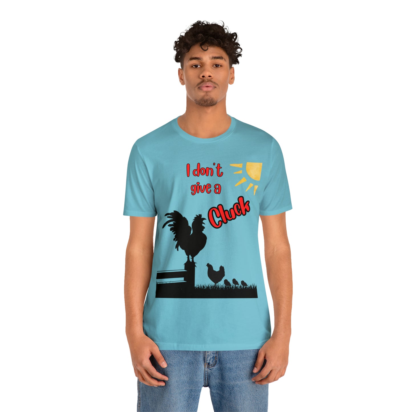 Funny Farming One Sided Unisex Jersey Short Sleeve Tee "I don't give a Cluck" Chicken (Printed on Front)