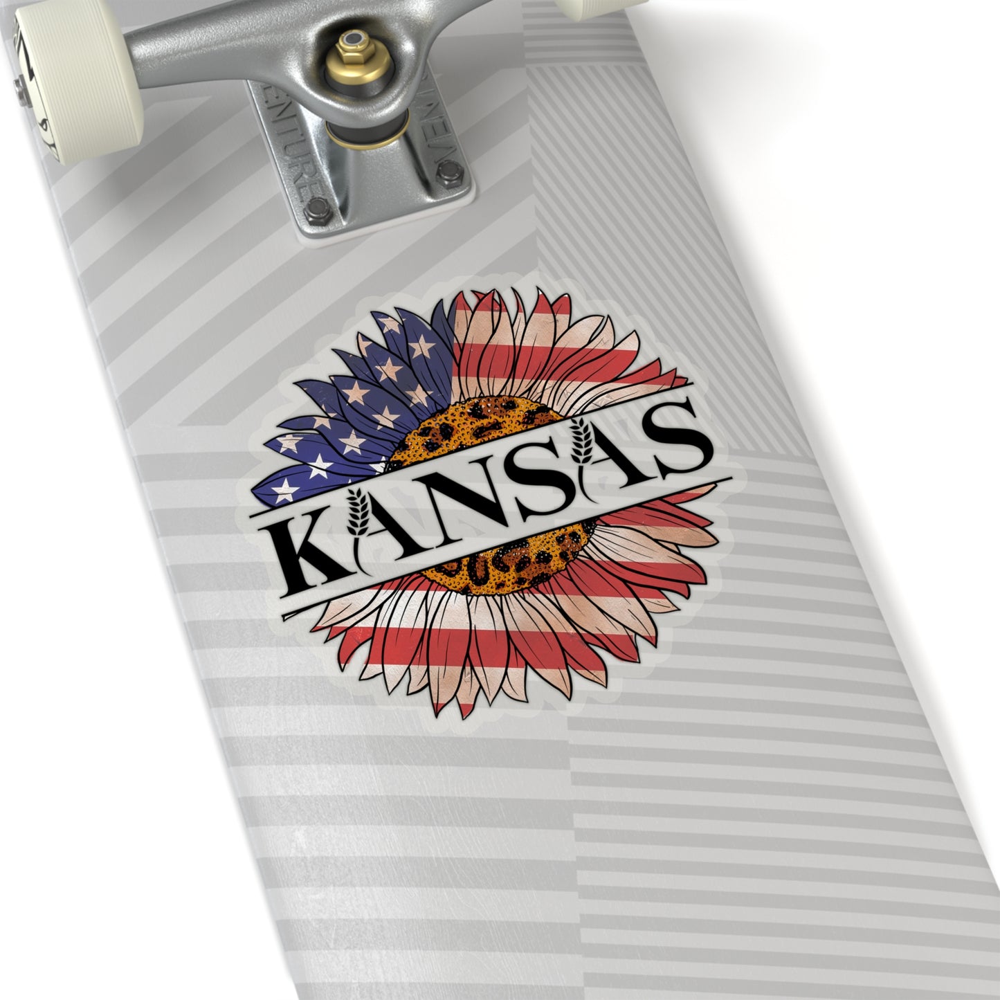 Kansas American Flag Colored Sunflower Kiss-Cut Stickers