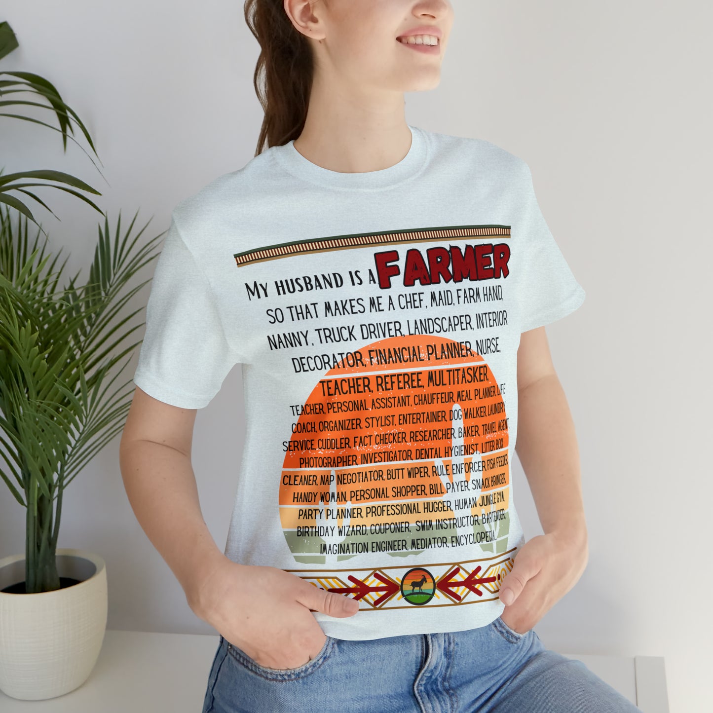 Farmer's Wife (Black Lettering) One Sided Unisex Jersey Short Sleeve Tee (Printed on Front)