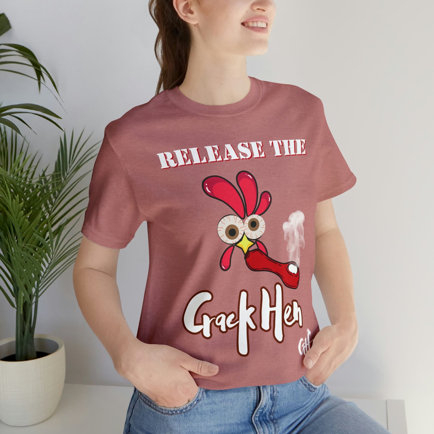 Release the Crack Hen Unisex Jersey Short Sleeve Tee (Printed on Front)