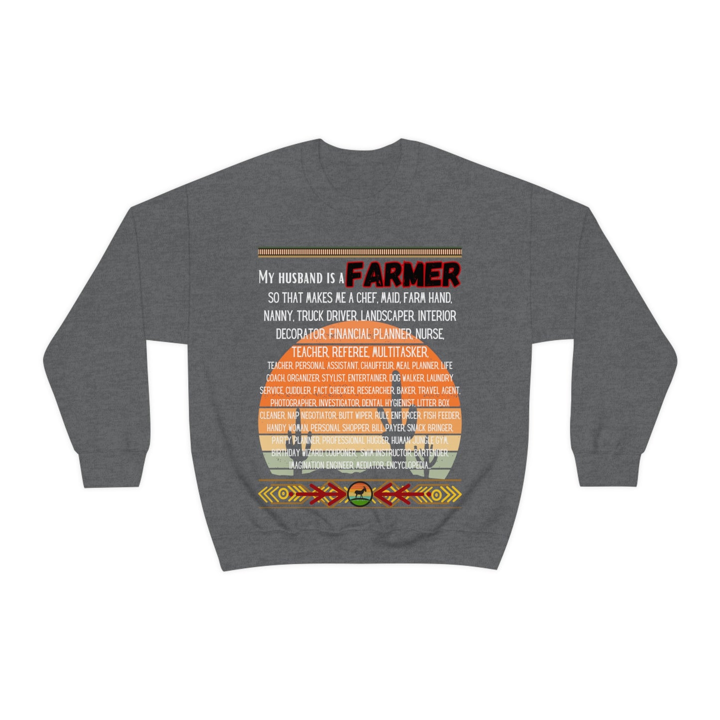 Farmer's Wife (White Lettering) One Sided Unisex Heavy Blend™ Crewneck Sweatshirt (Printed on Front)