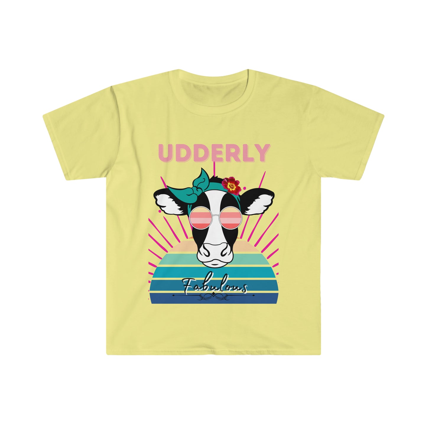 Udderly Fabulous Cow One Sided Unisex Softstyle T-Shirt (Printed on Front)