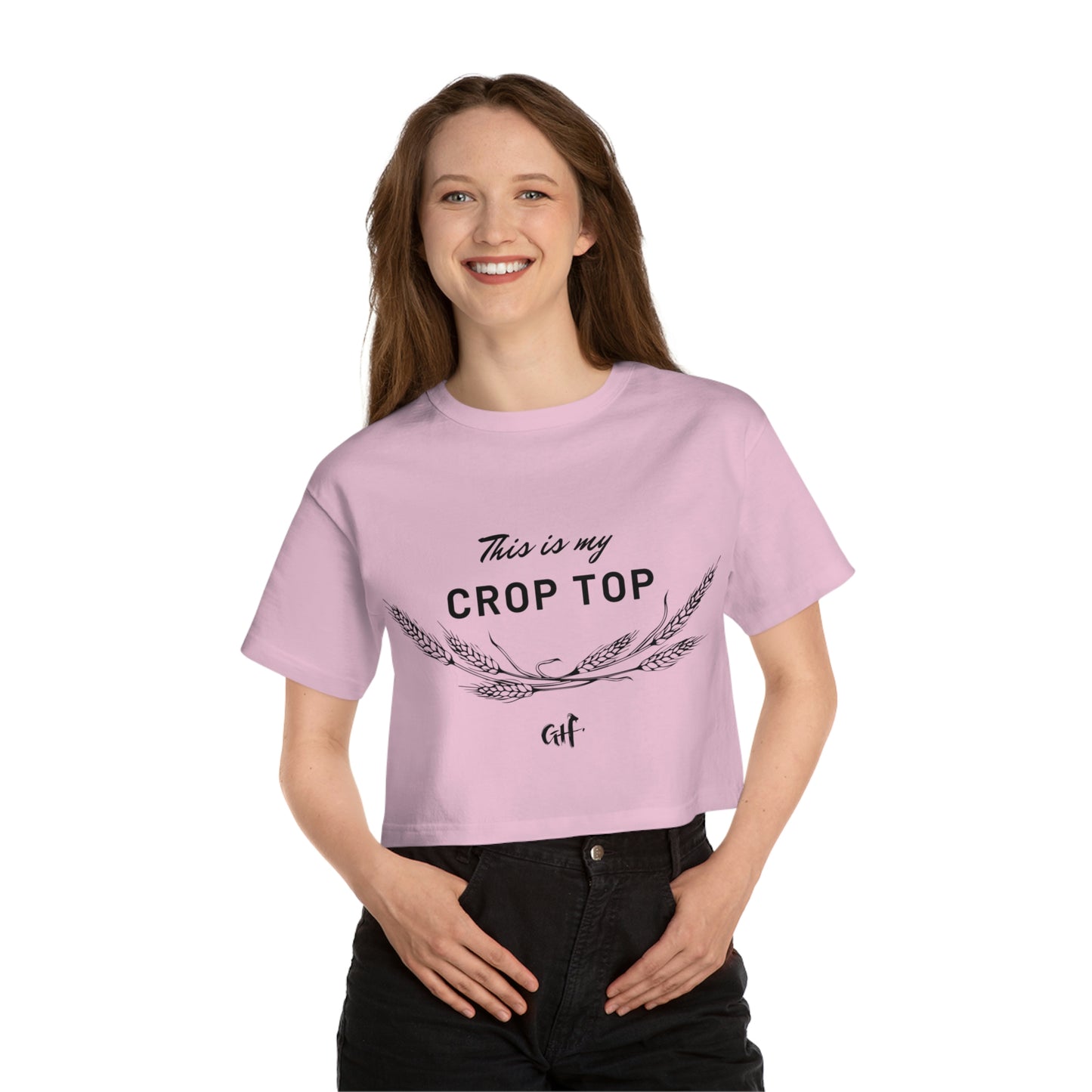 "Crop Top" One Sided Champion Women's Heritage Cropped T-Shirt (Printed on Front)