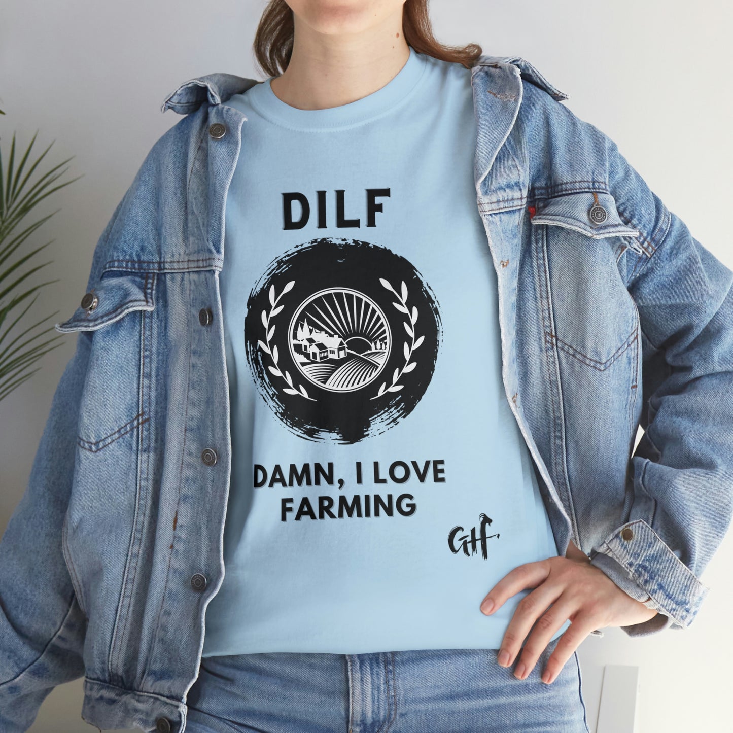 "DILF" One Sided Unisex Heavy Cotton Tee- Printed on Front