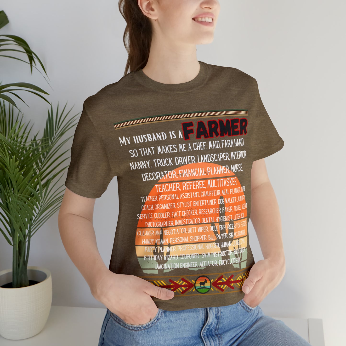 Farmer's Wife (Black Lettering) One Sided Unisex Jersey Short Sleeve Tee (Printed on Front)