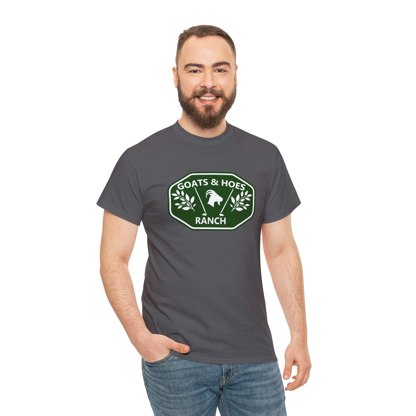 "Goats & Hoes Ranch" One Sided Unisex Heavy Cotton Tee - Printed on Front