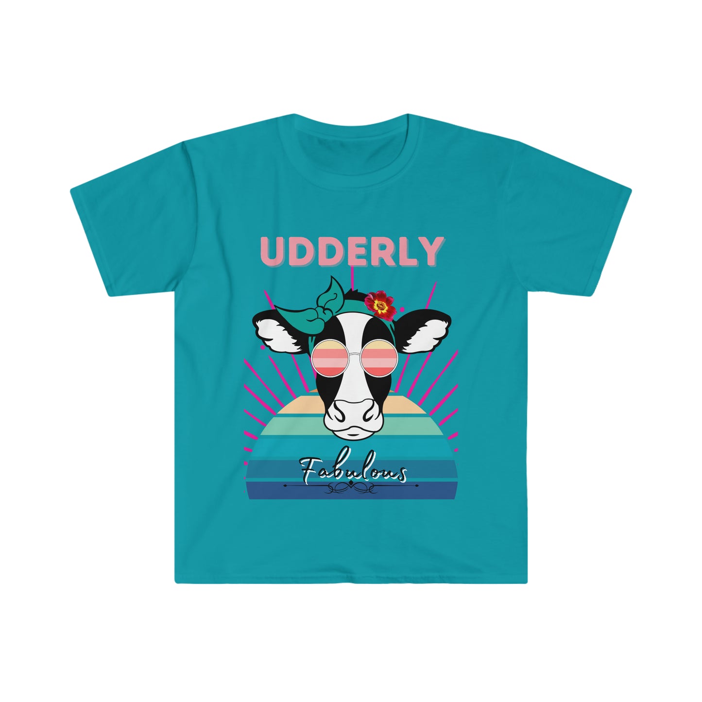 Udderly Fabulous Cow One Sided Unisex Softstyle T-Shirt (Printed on Front)