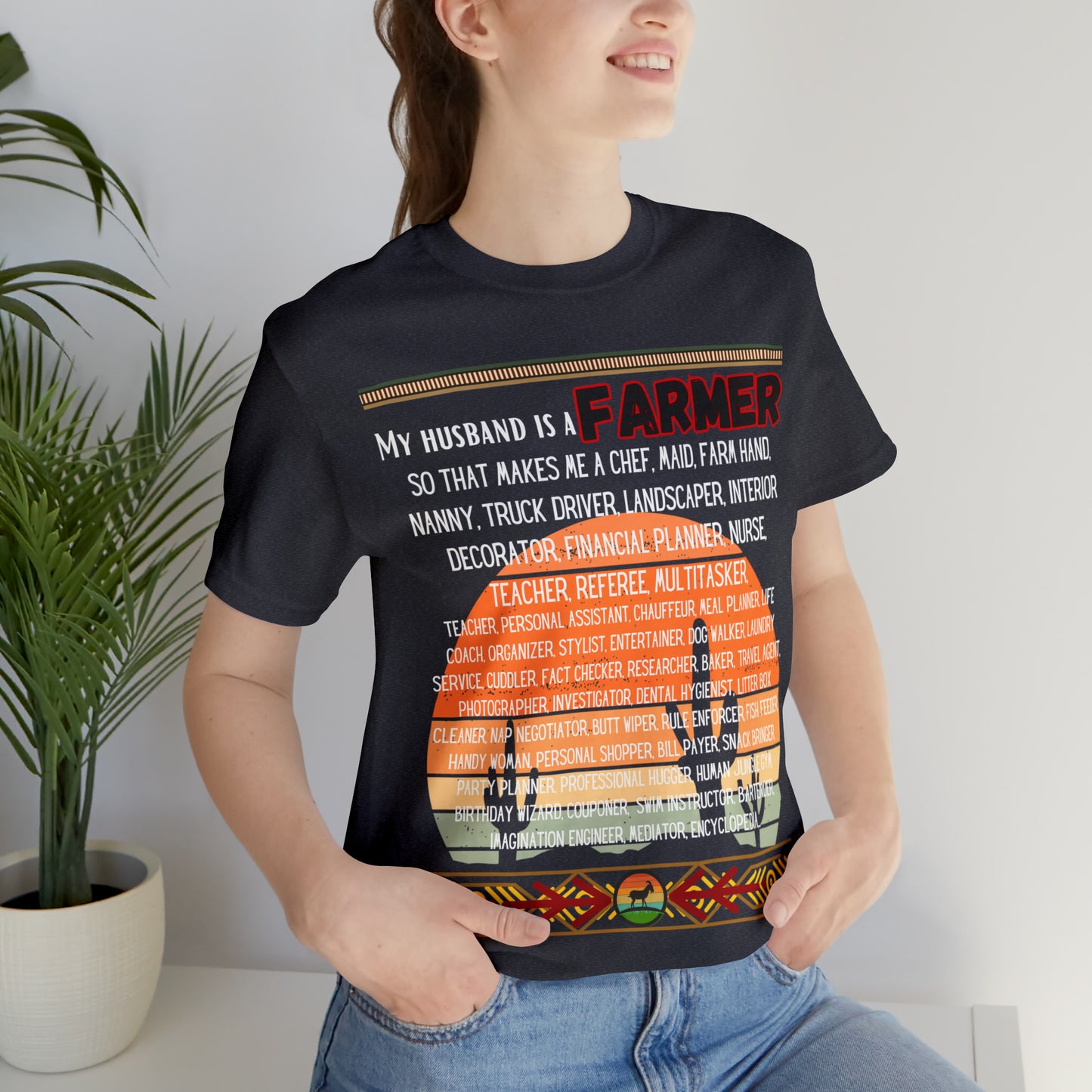 Farmer's Wife (Black Lettering) One Sided Unisex Jersey Short Sleeve Tee (Printed on Front)