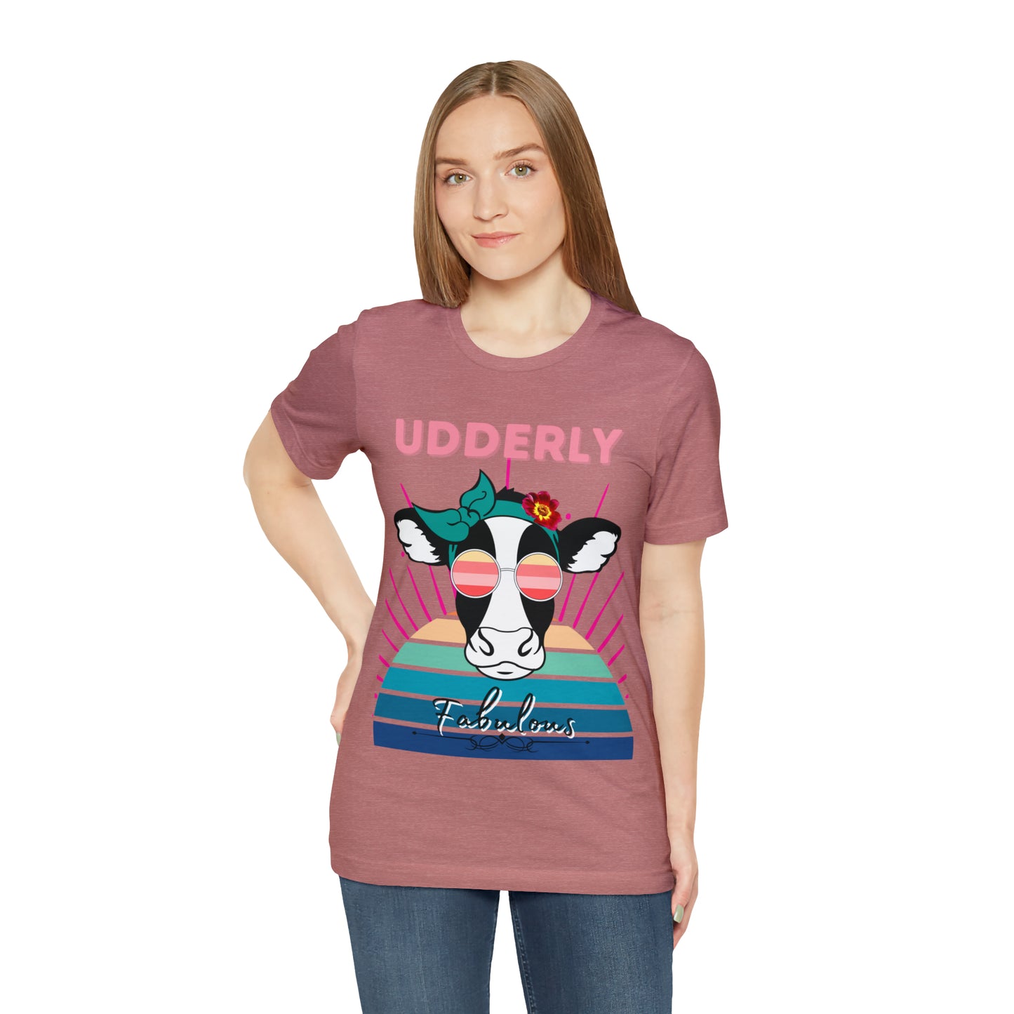 Udderly Fabulous Cow One Sided Unisex Jersey Short Sleeve Tee (Printed on front)