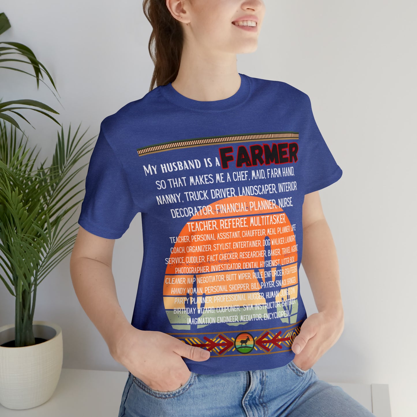 Farmer's Wife (Black Lettering) One Sided Unisex Jersey Short Sleeve Tee (Printed on Front)