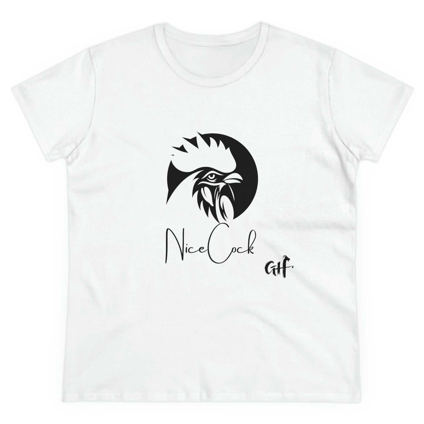 "Nice Cock" Rooster One Sided Women's Midweight Cotton Tee - Printed on Front