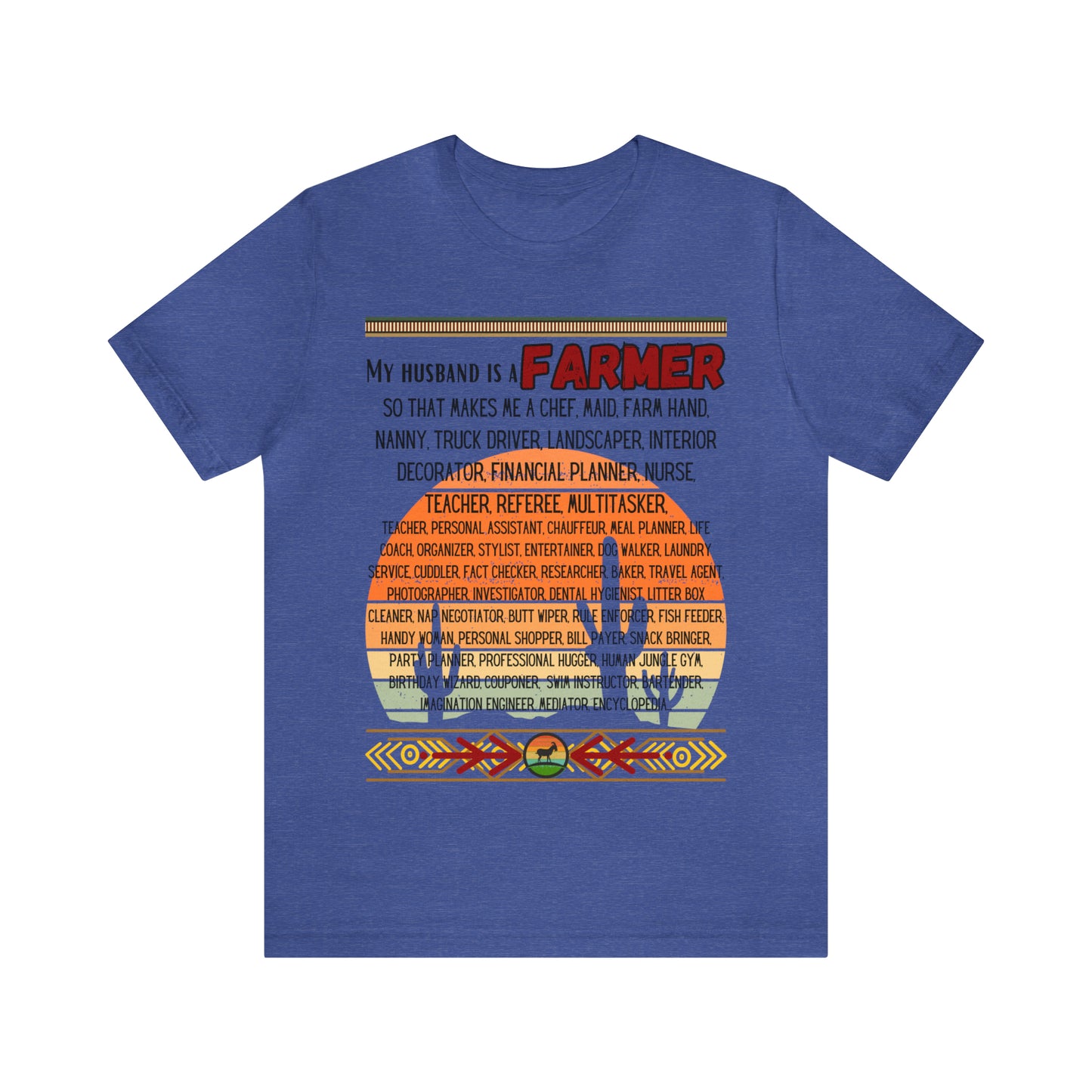 Farmer's Wife (Black Lettering) One Sided Unisex Jersey Short Sleeve Tee (Printed on Front)