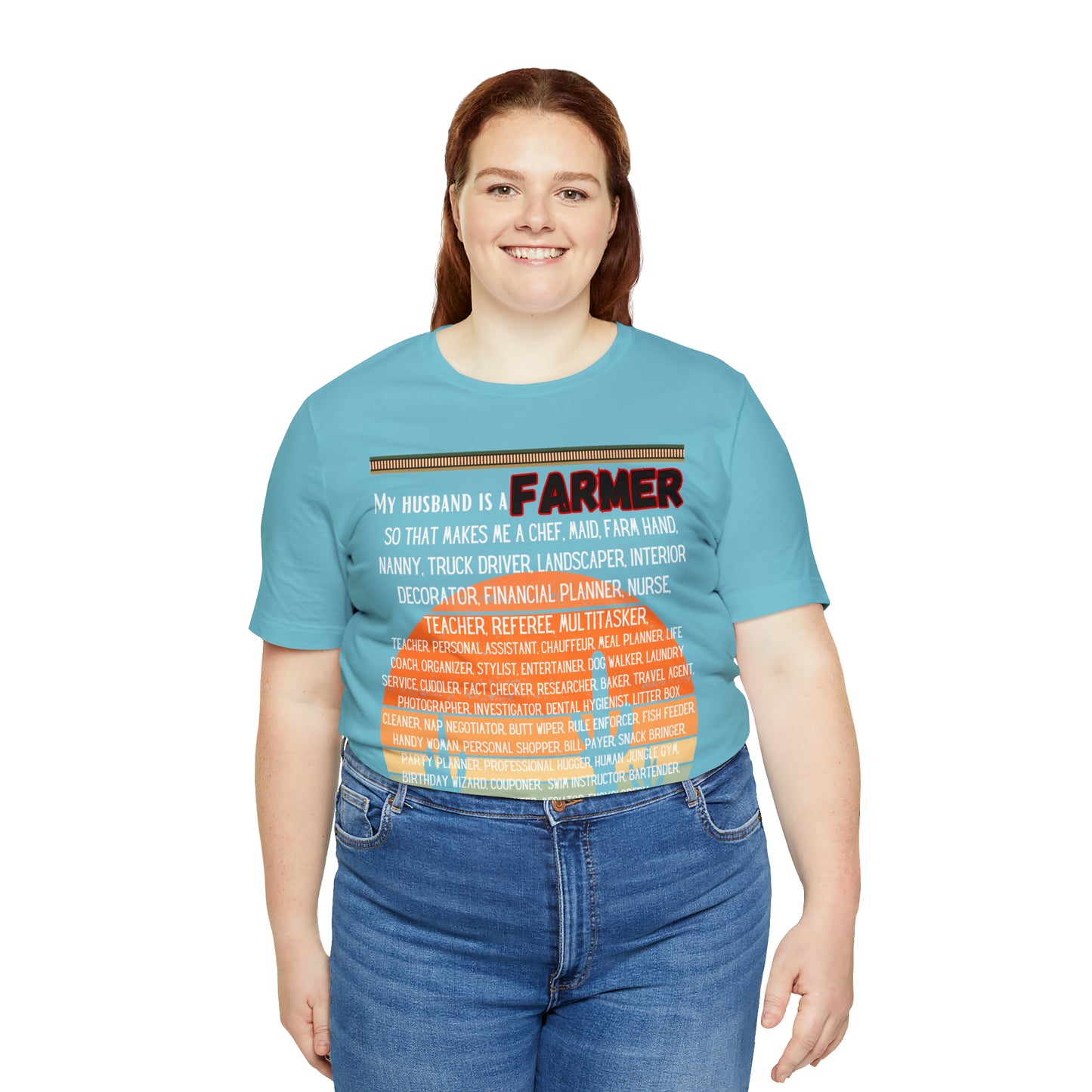 Farmer's Wife (Black Lettering) One Sided Unisex Jersey Short Sleeve Tee (Printed on Front)