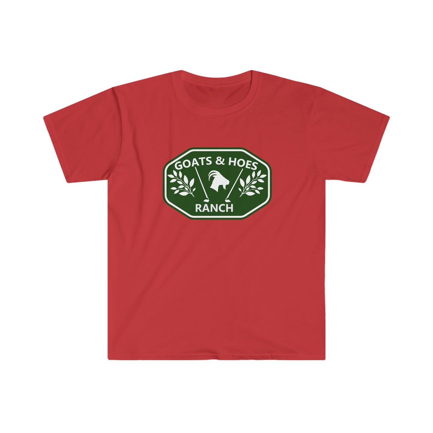 "Goats &Hoes Ranch" One Sided Unisex Softstyle T-Shirt - Printed on Front