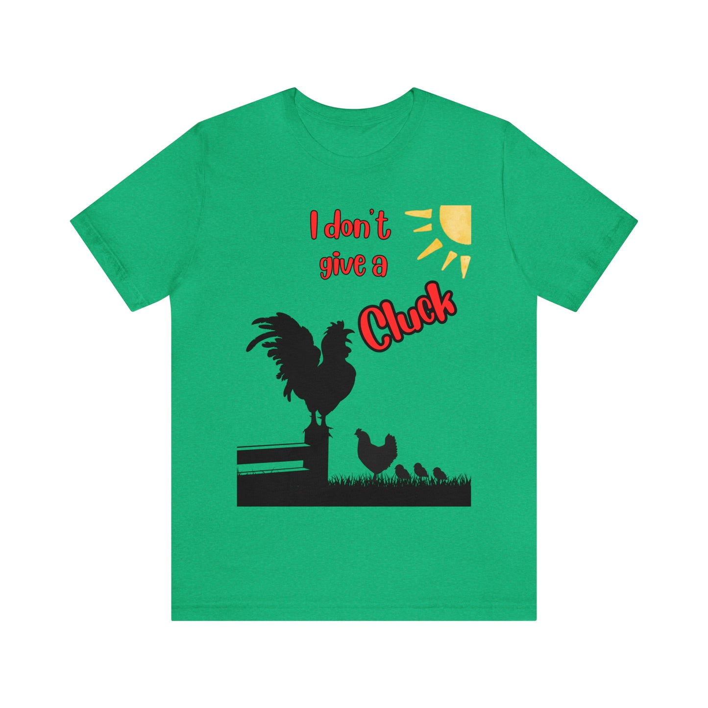 Funny Farming One Sided Unisex Jersey Short Sleeve Tee "I don't give a Cluck" Chicken (Printed on Front)