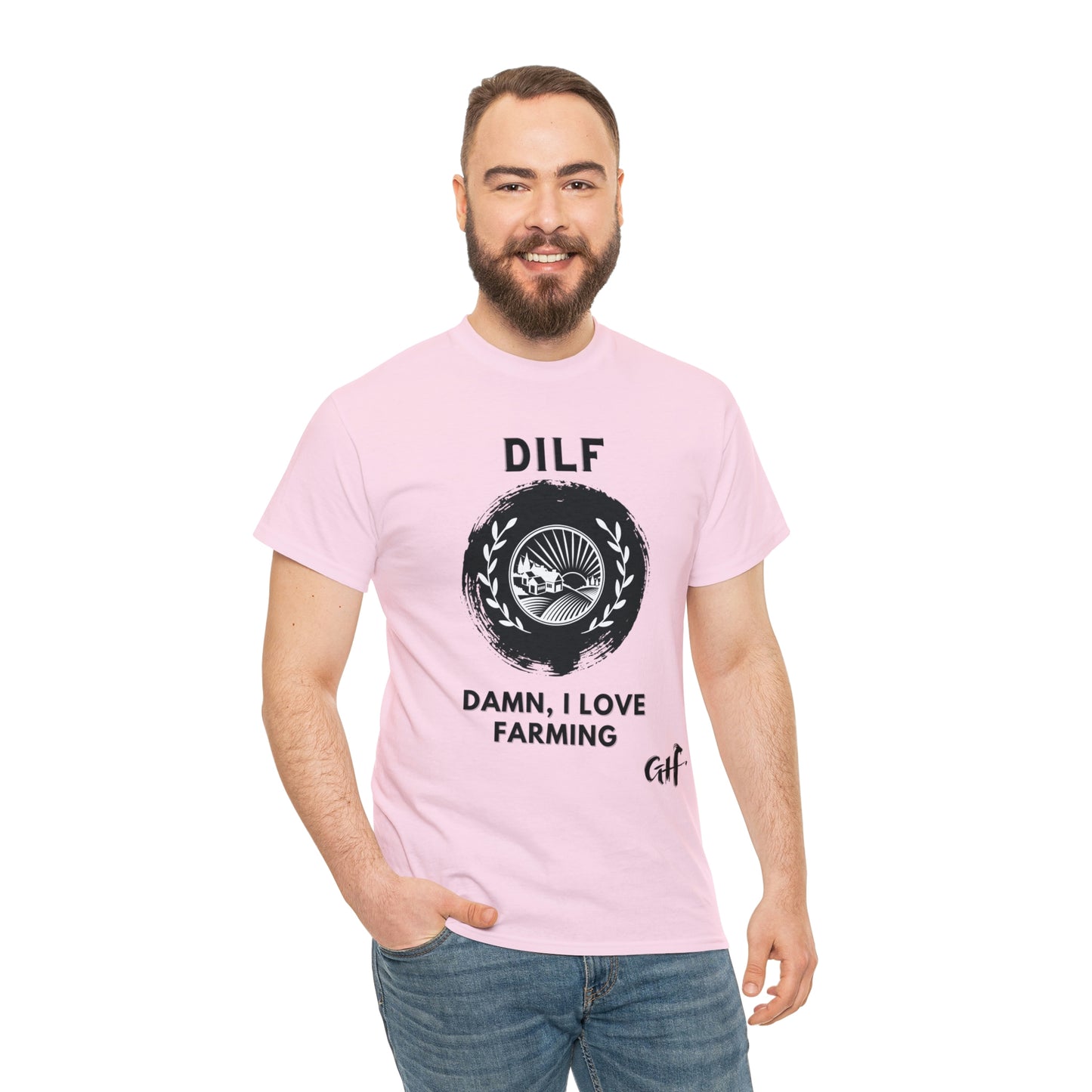 "DILF" One Sided Unisex Heavy Cotton Tee- Printed on Front