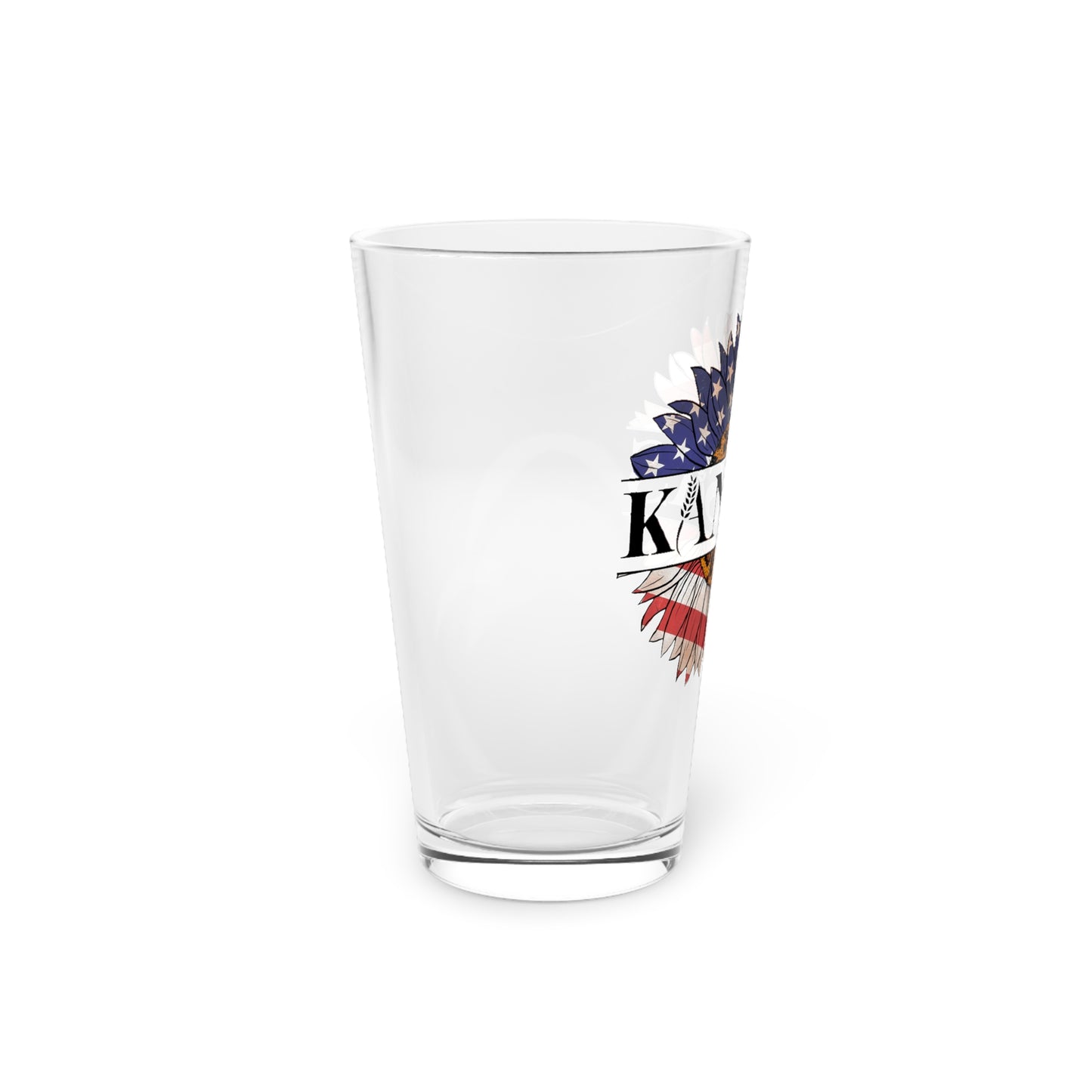 Kansas American Flag Colored Sunflower Pint Glass, 16oz