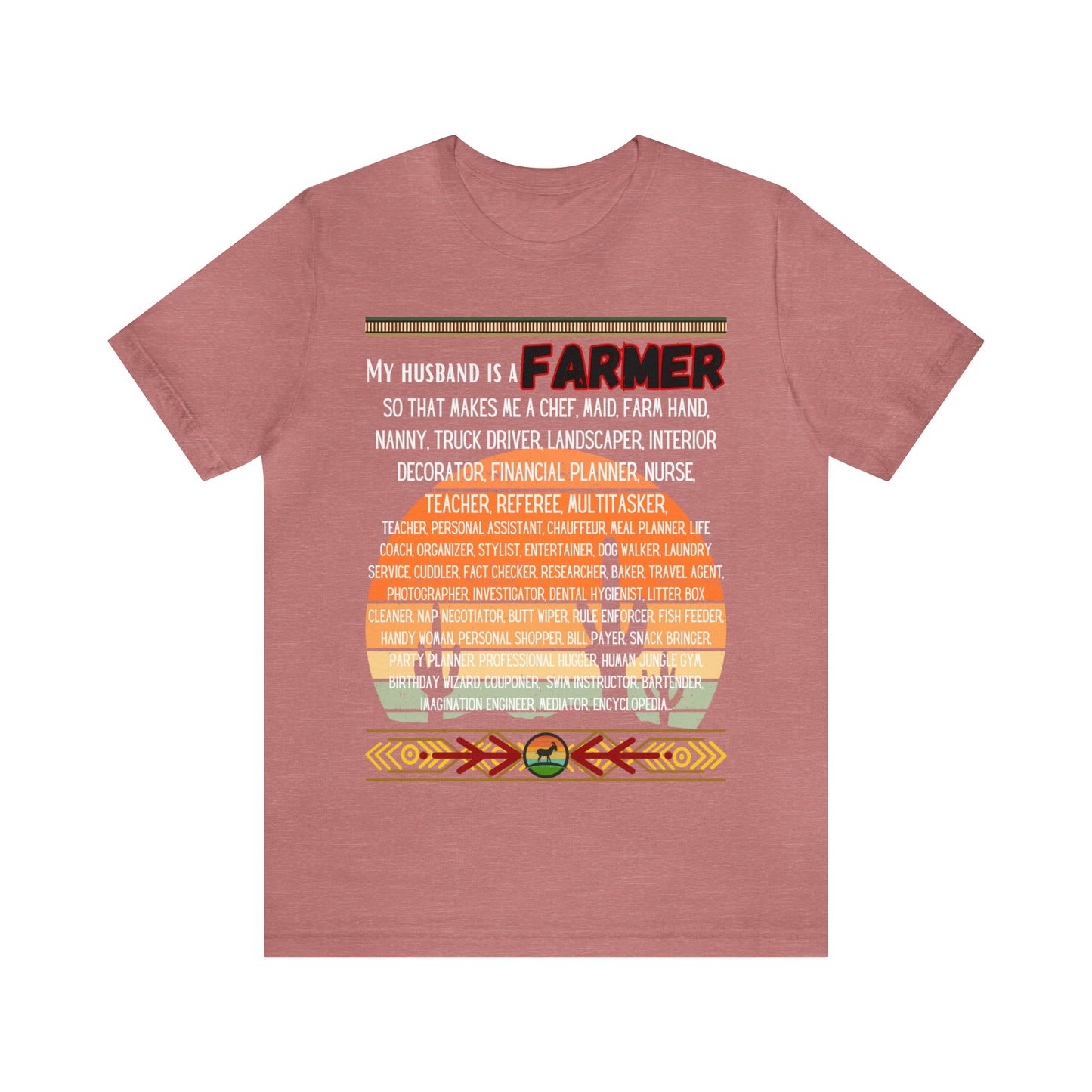 Farmer's Wife (Black Lettering) One Sided Unisex Jersey Short Sleeve Tee (Printed on Front)