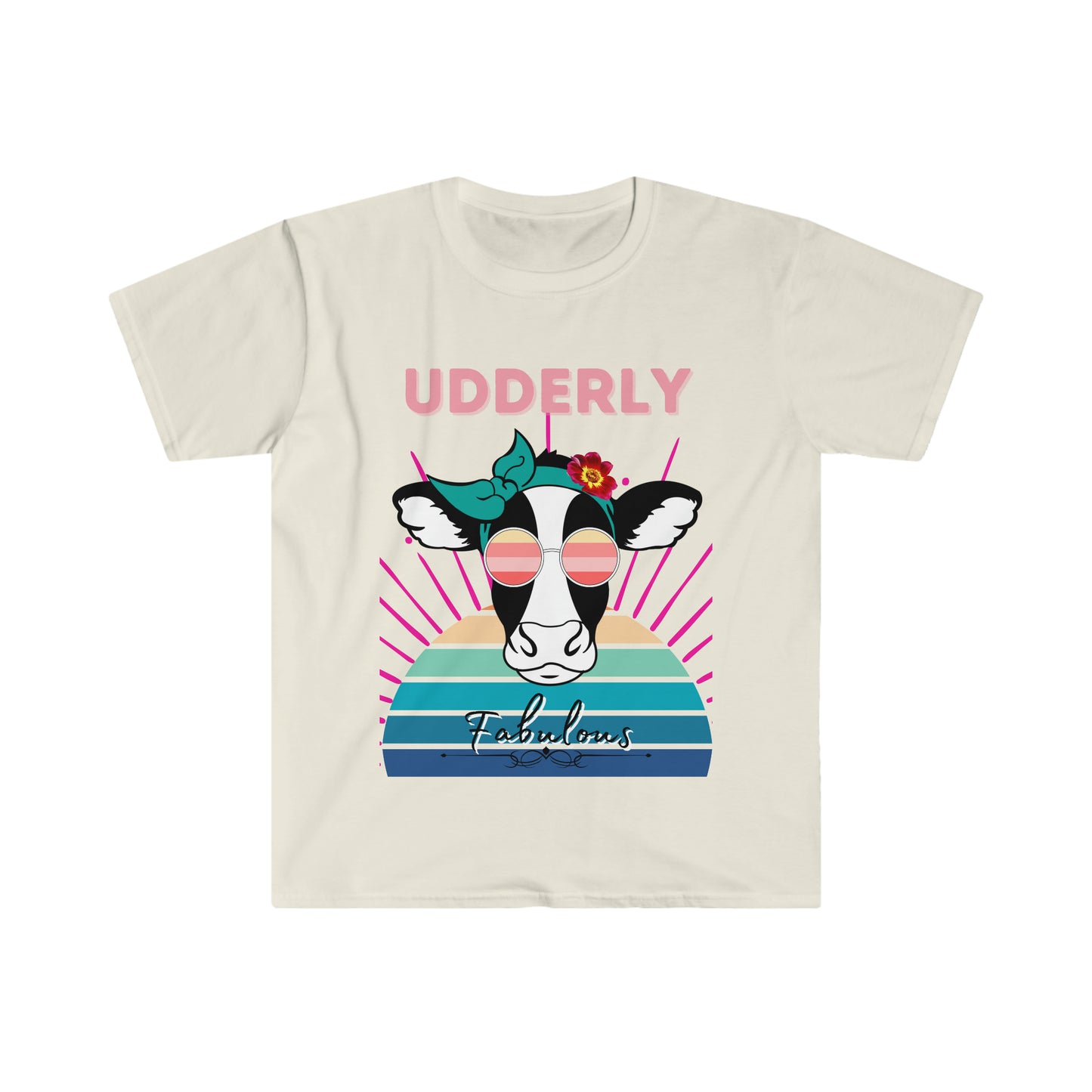 Udderly Fabulous Cow One Sided Unisex Softstyle T-Shirt (Printed on Front)