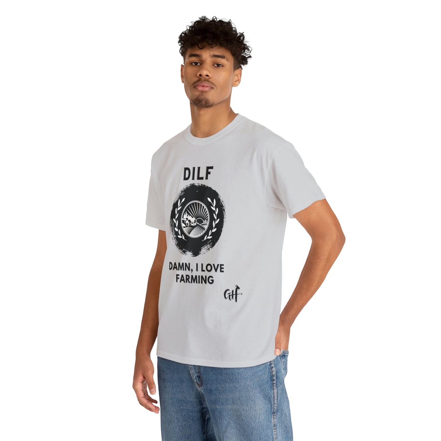 "DILF" One Sided Unisex Heavy Cotton Tee- Printed on Front