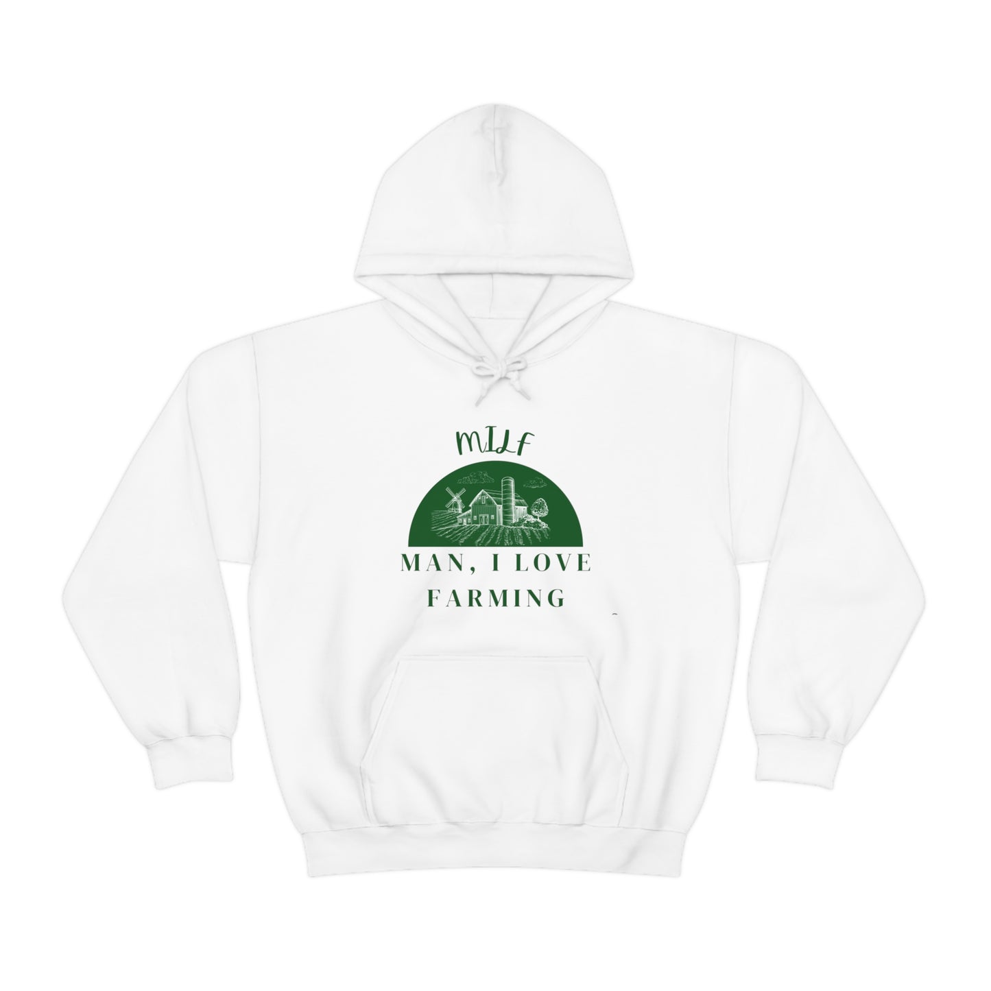 MILF Man, I Love Farming Unisex Heavy Blend™ Hooded Sweatshirt (Printed on front)