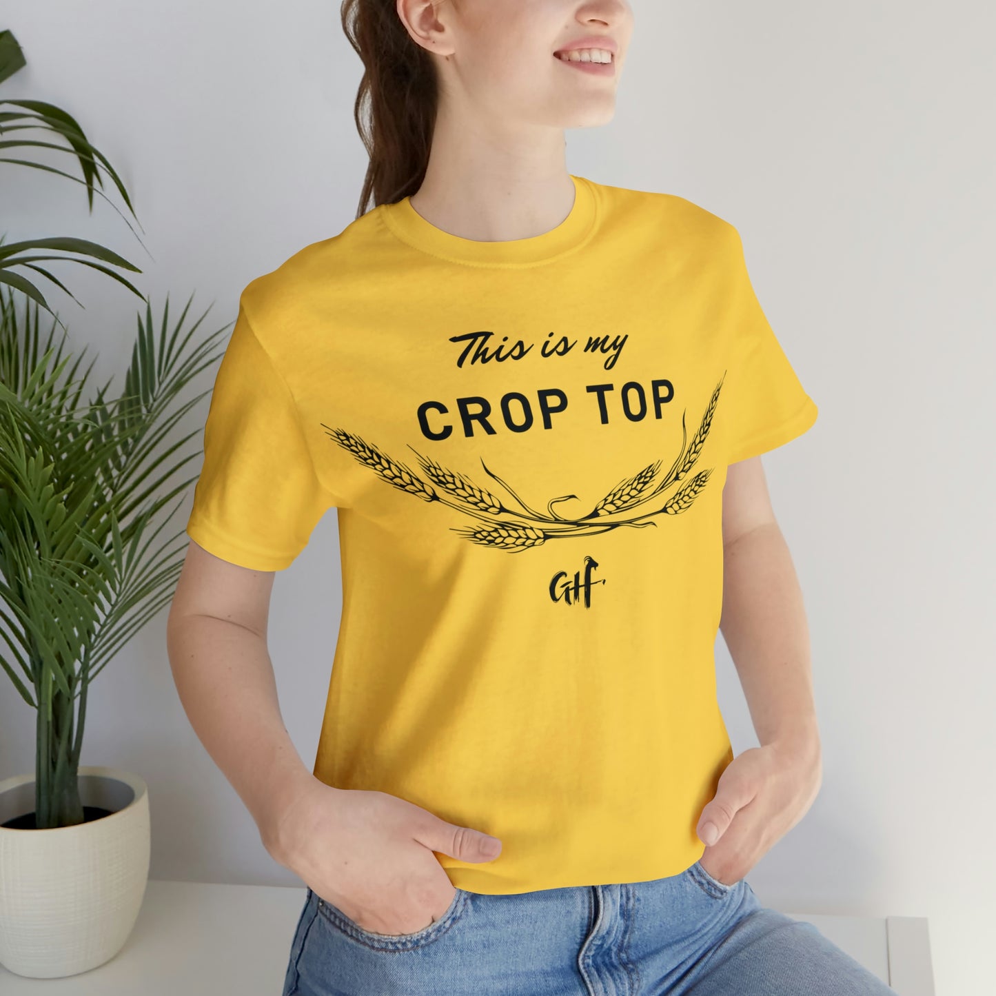 "This is my Crop Top" One Sided Unisex Jersey Short Sleeve Tee (Printed on Front)