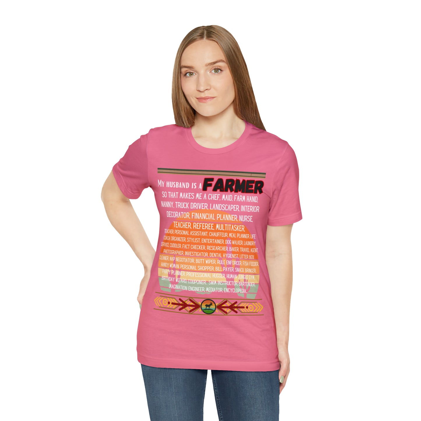 Farmer's Wife (Black Lettering) One Sided Unisex Jersey Short Sleeve Tee (Printed on Front)
