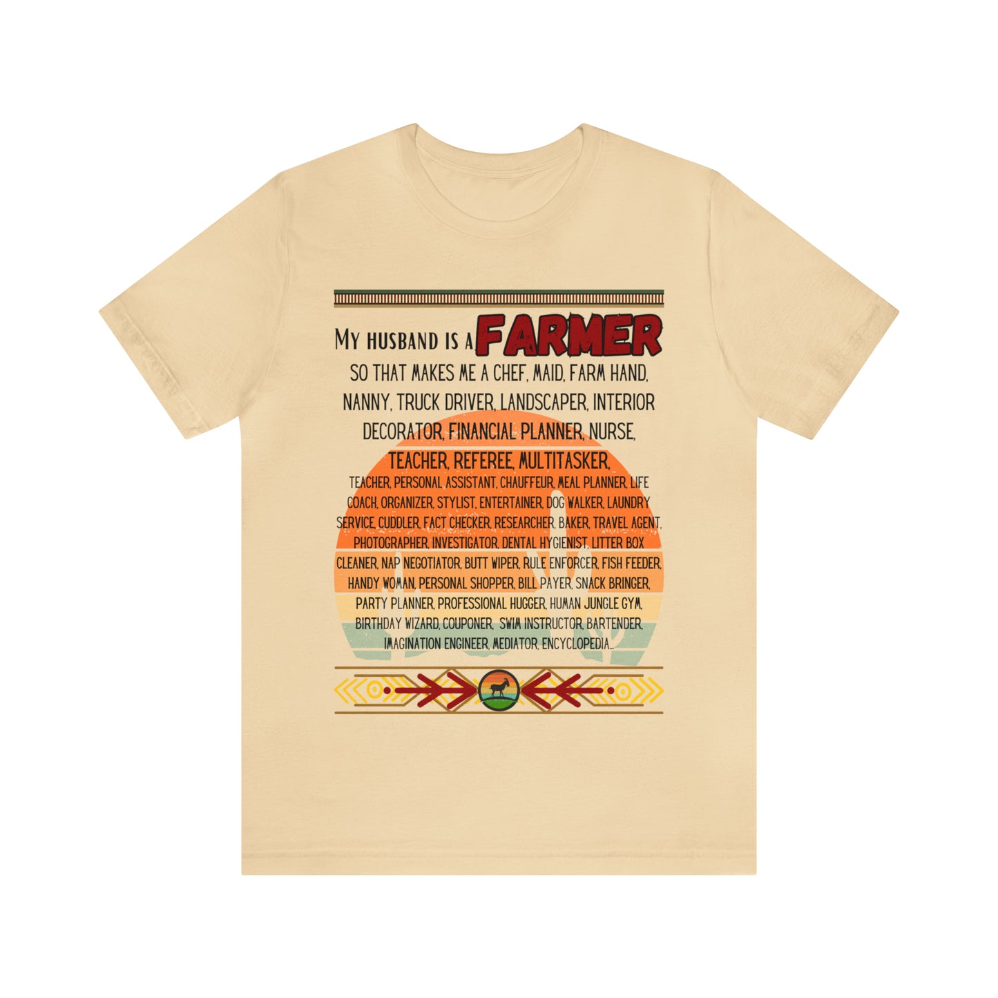 Farmer's Wife (Black Lettering) One Sided Unisex Jersey Short Sleeve Tee (Printed on Front)