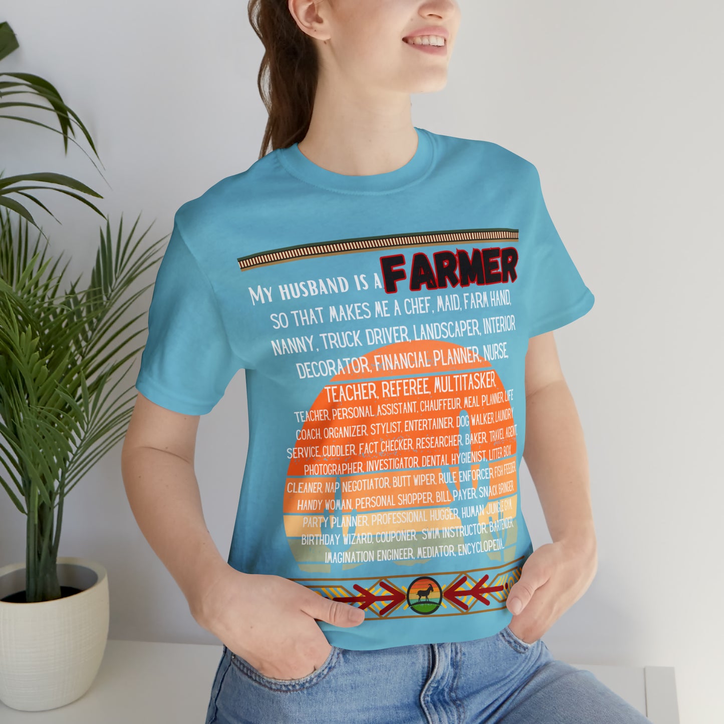 Farmer's Wife (Black Lettering) One Sided Unisex Jersey Short Sleeve Tee (Printed on Front)
