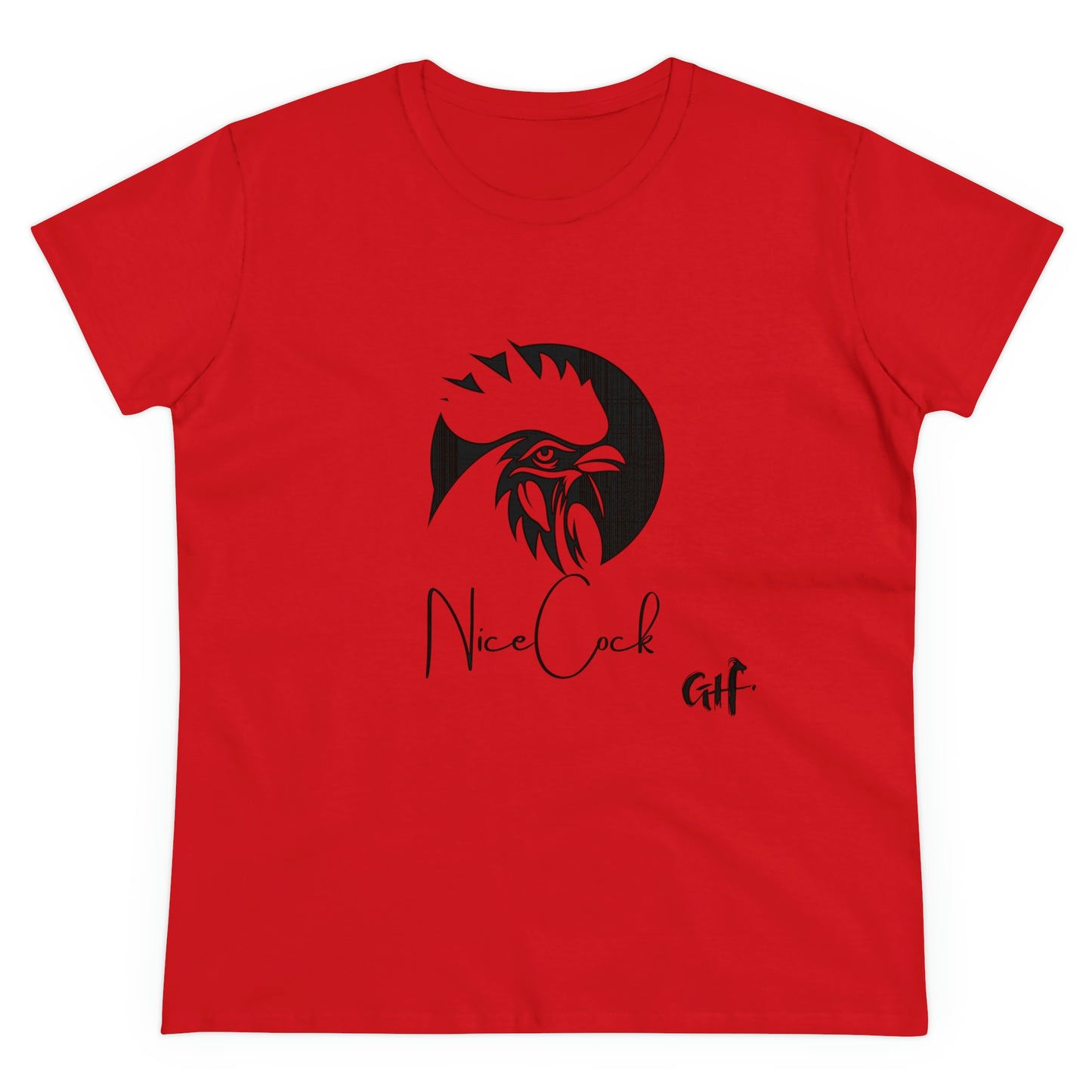 "Nice Cock" Rooster One Sided Women's Midweight Cotton Tee - Printed on Front