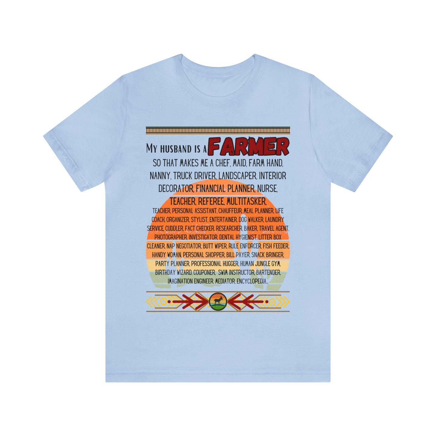 Farmer's Wife (Black Lettering) One Sided Unisex Jersey Short Sleeve Tee (Printed on Front)