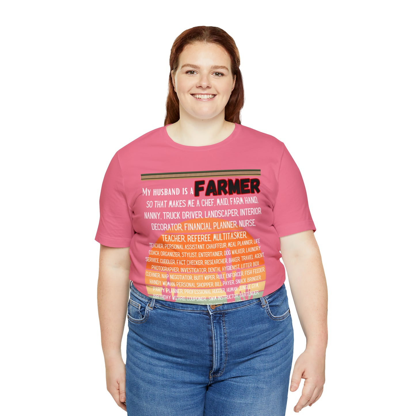 Farmer's Wife (Black Lettering) One Sided Unisex Jersey Short Sleeve Tee (Printed on Front)
