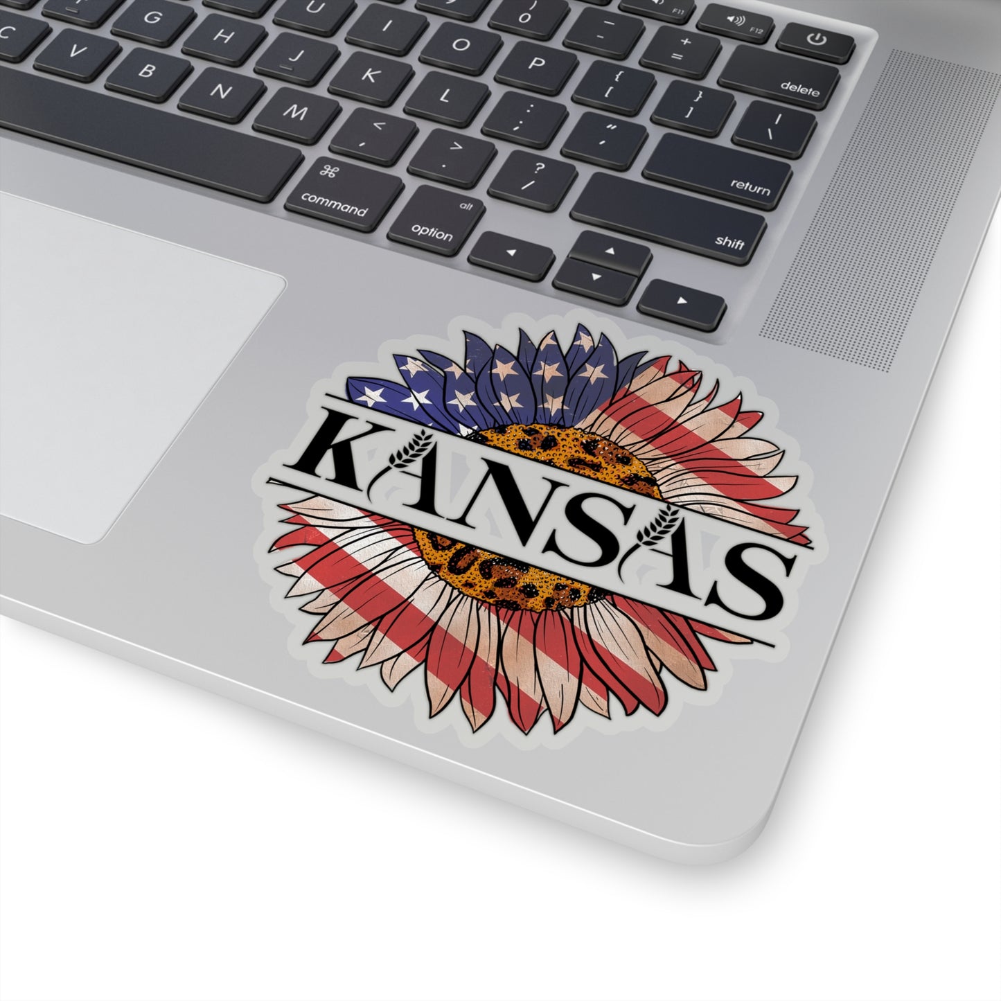 Kansas American Flag Colored Sunflower Kiss-Cut Stickers