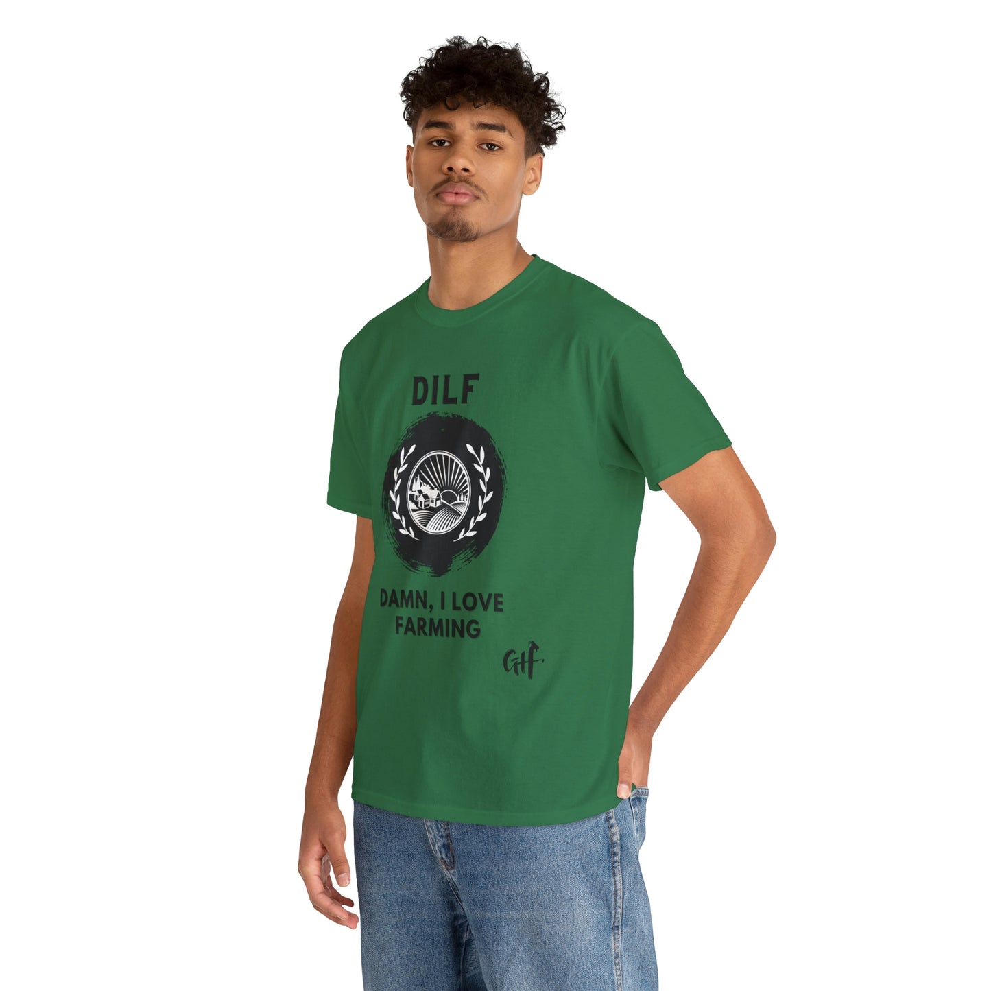 "DILF" One Sided Unisex Heavy Cotton Tee- Printed on Front