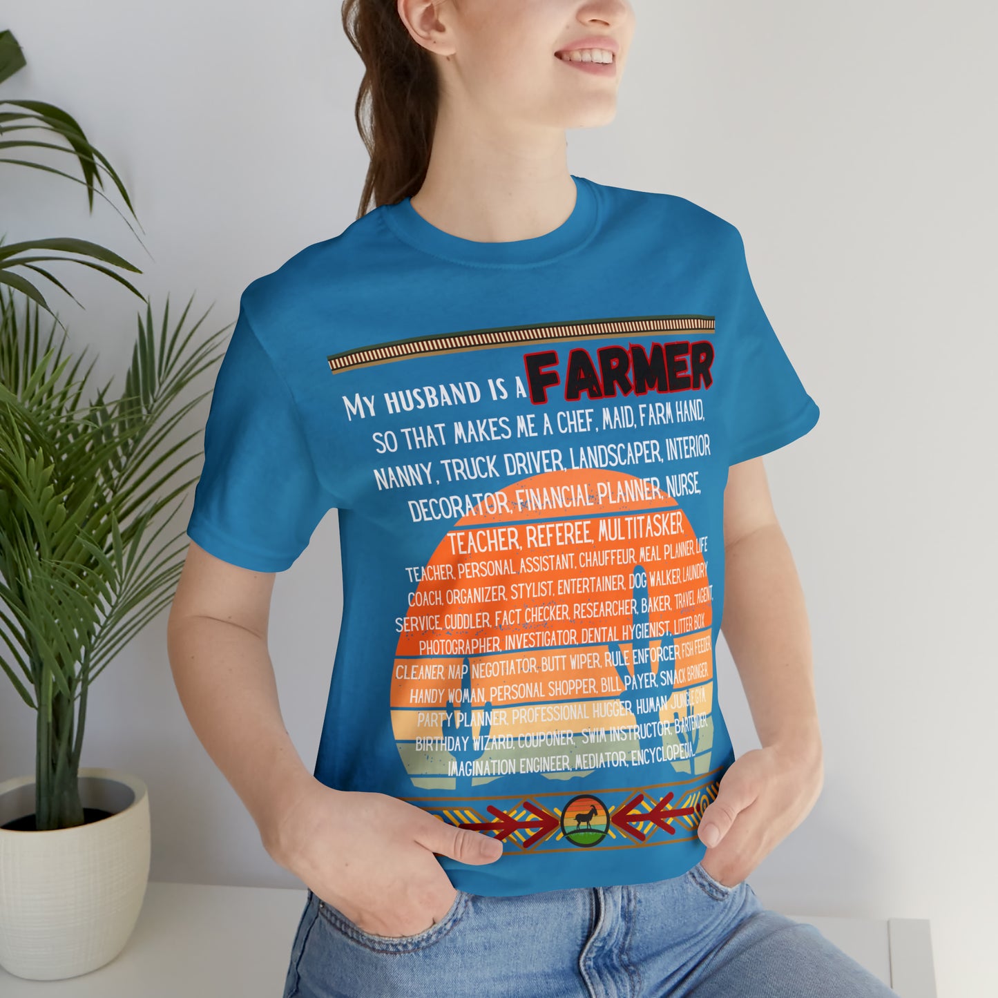 Farmer's Wife (Black Lettering) One Sided Unisex Jersey Short Sleeve Tee (Printed on Front)