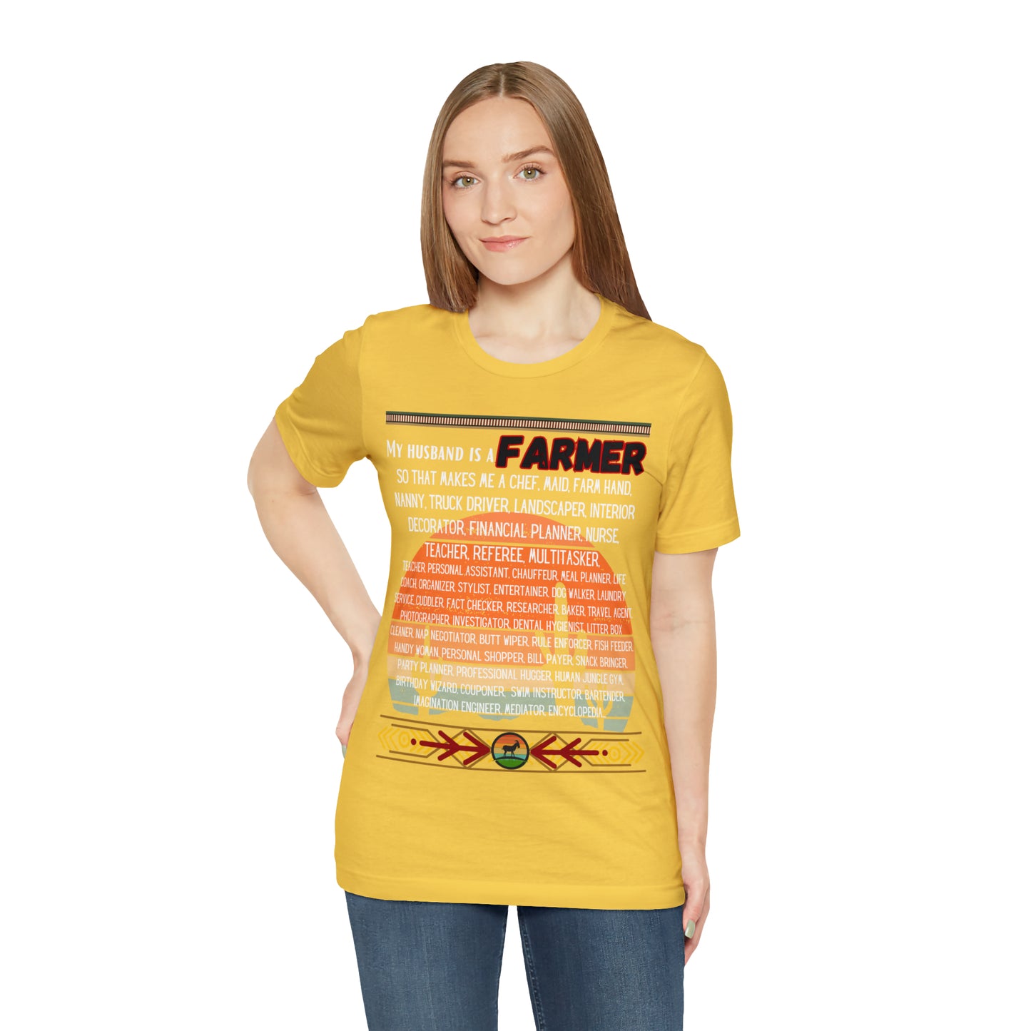 Farmer's Wife (Black Lettering) One Sided Unisex Jersey Short Sleeve Tee (Printed on Front)