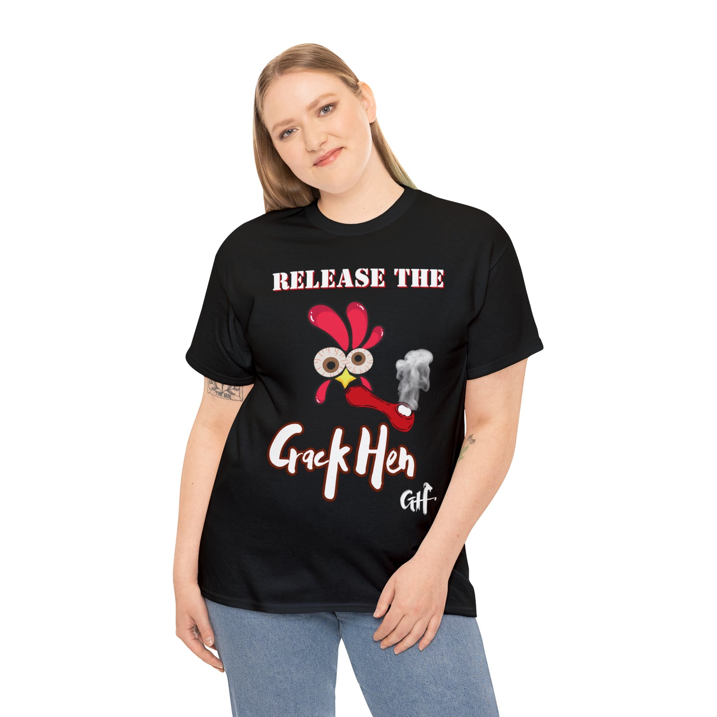 "Release the Crack Hen" One Sided Gildan 5000 Unisex Heavy Cotton Tee (Printed on Front)