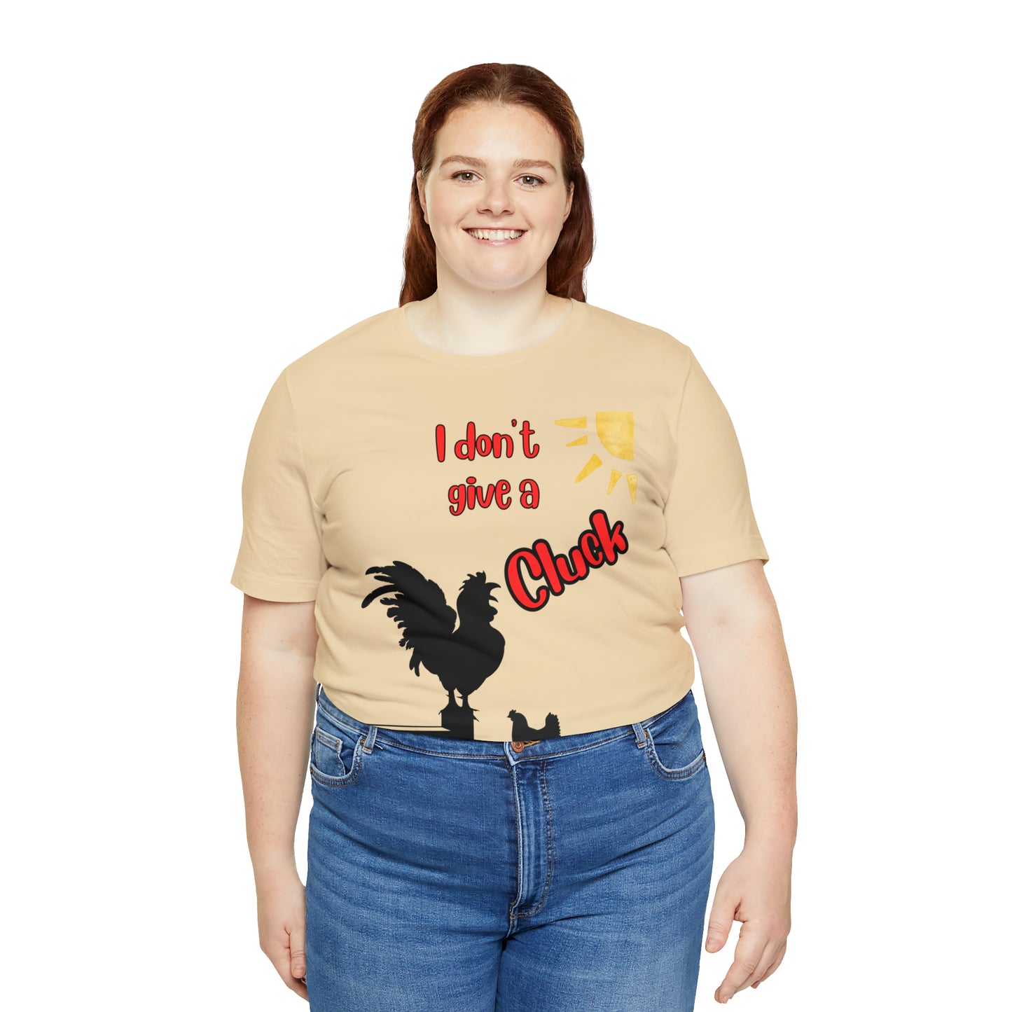 Funny Farming One Sided Unisex Jersey Short Sleeve Tee "I don't give a Cluck" Chicken (Printed on Front)