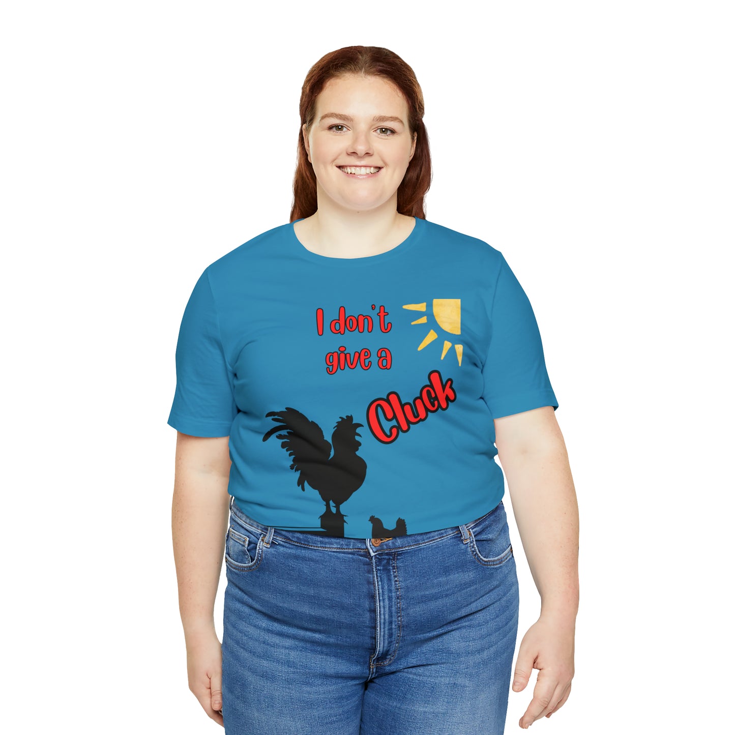 Funny Farming One Sided Unisex Jersey Short Sleeve Tee "I don't give a Cluck" Chicken (Printed on Front)