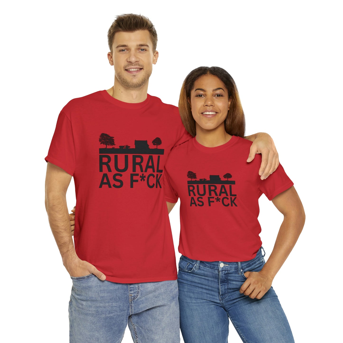 "Rural AF" One sided Gildan 5000 Unisex Heavy Cotton Tee (Printed on Front)