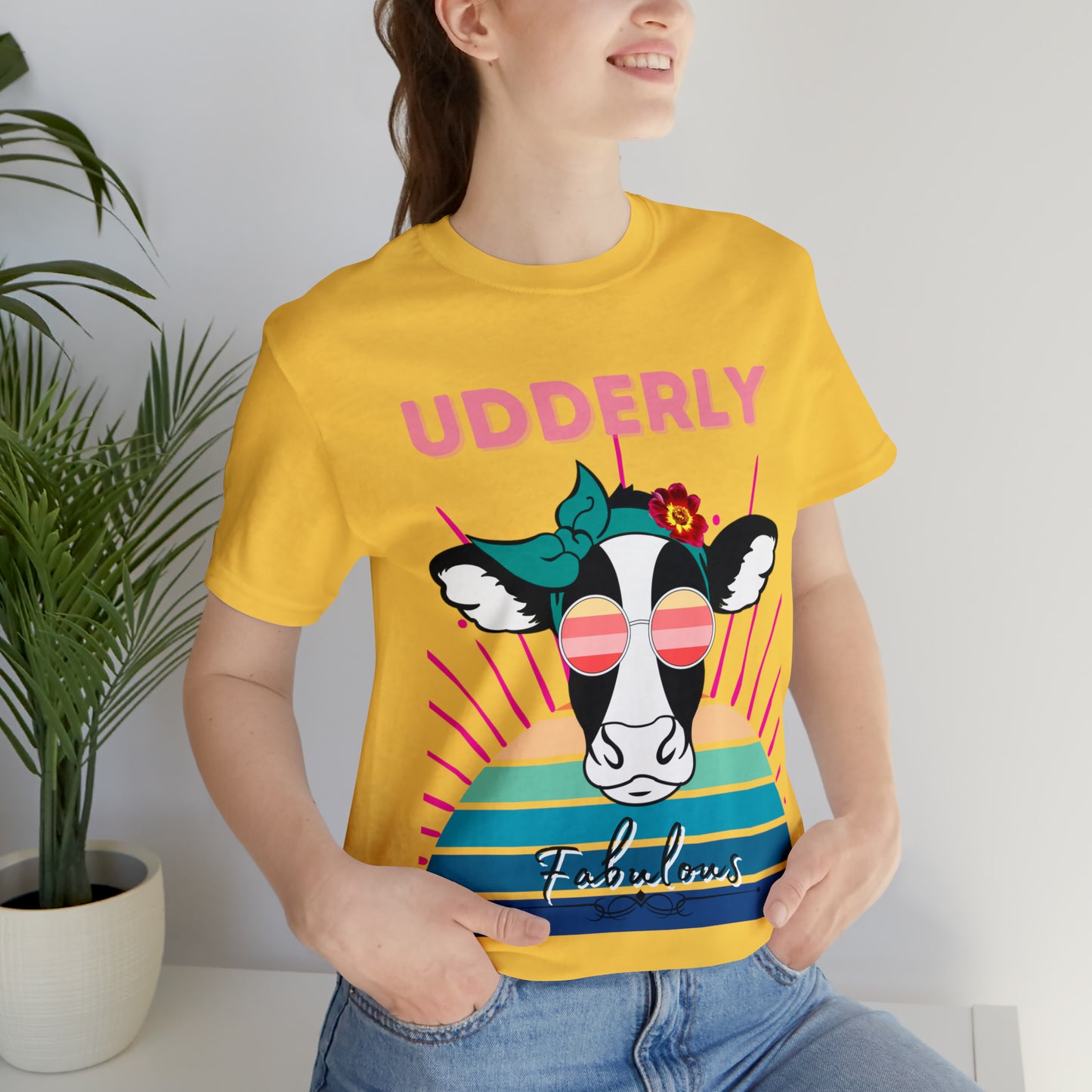 Udderly Fabulous Cow One Sided Unisex Jersey Short Sleeve Tee (Printed on front)