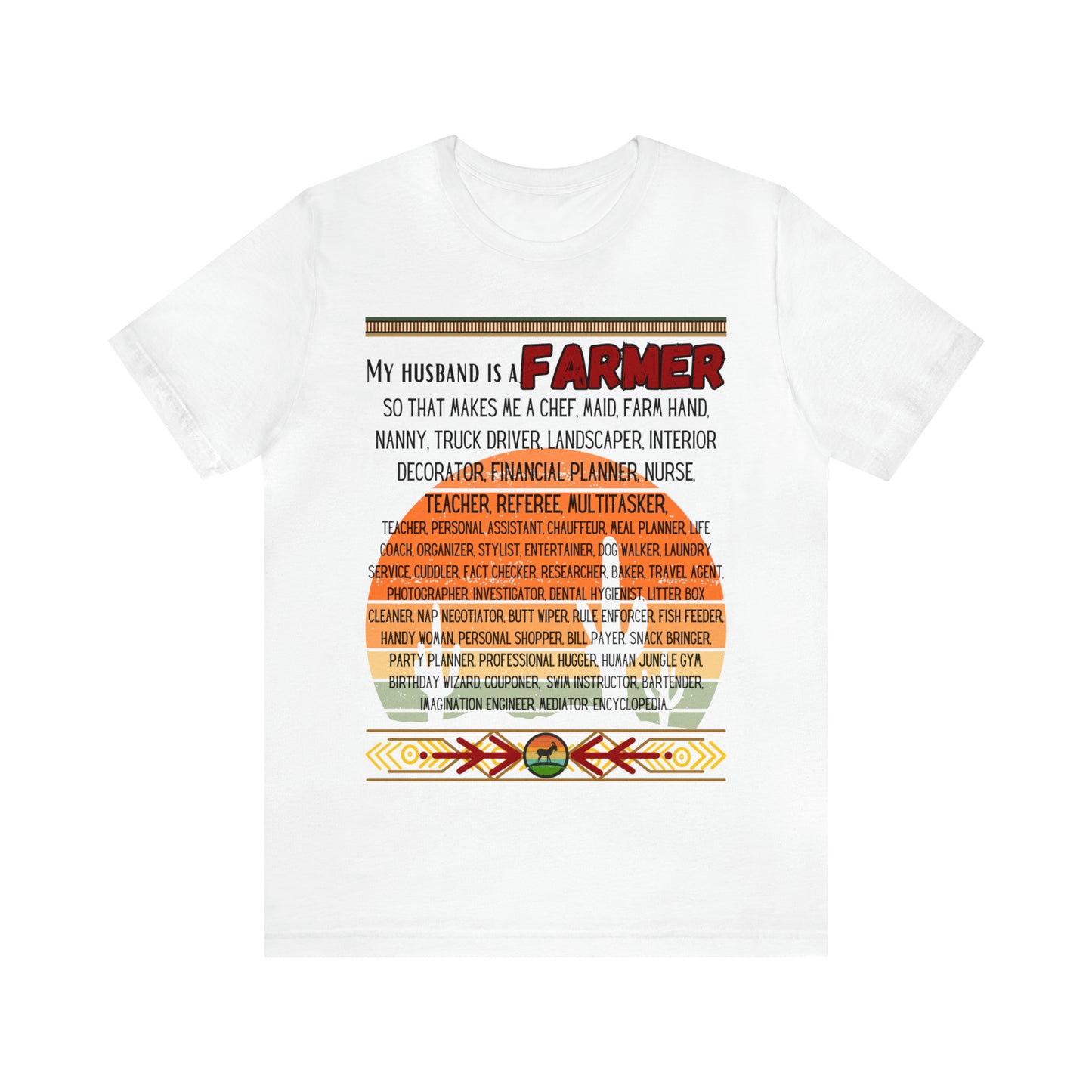 Farmer's Wife (Black Lettering) One Sided Unisex Jersey Short Sleeve Tee (Printed on Front)